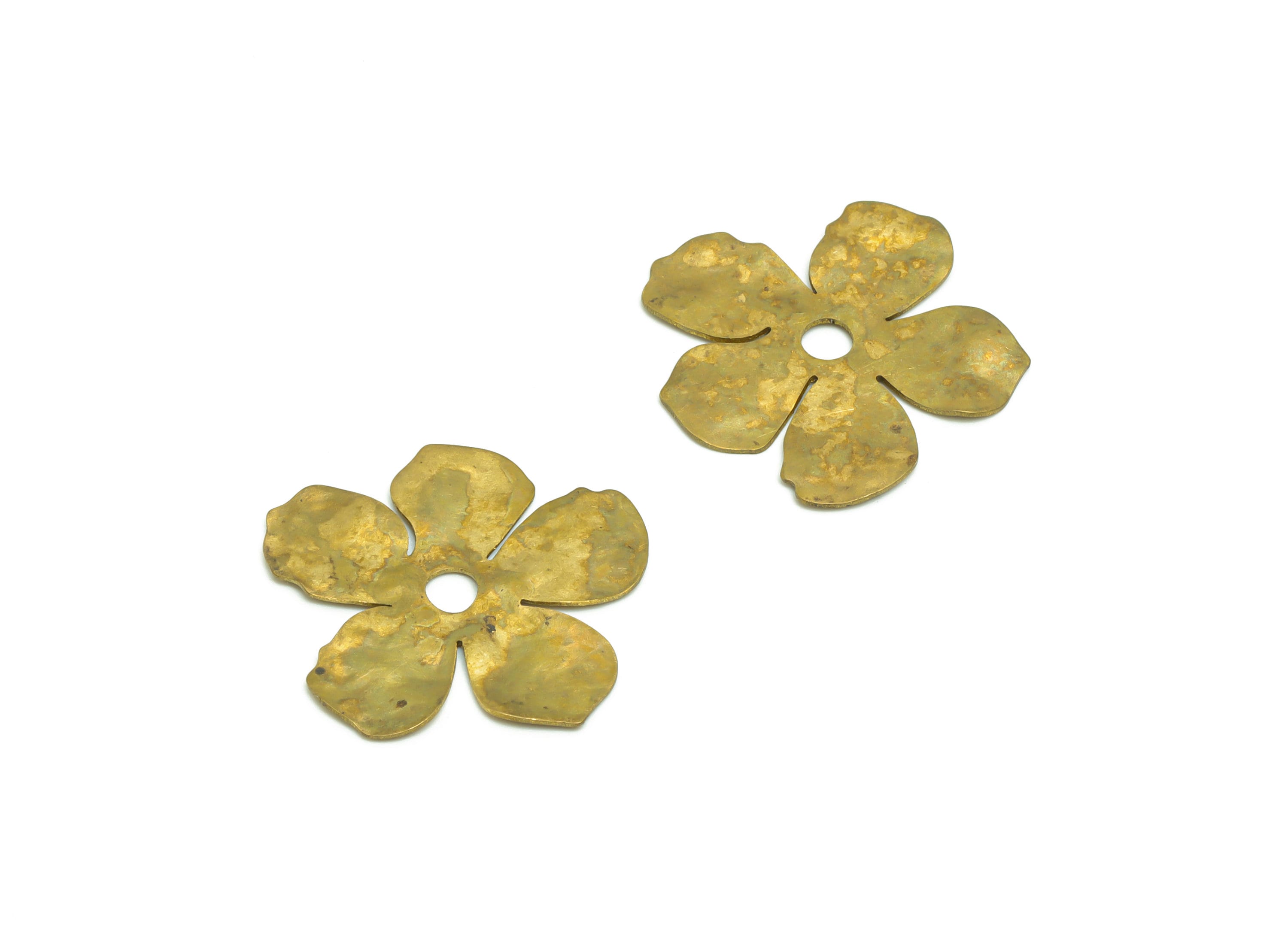 Brass Hammered Flower Charm - Raw Brass Flower Charm - Hammered Daisy Charm - Hammered Flower Pendant - For Pendant - 22x21x0.63mm - PP9482 - DOMEDBAZAAR