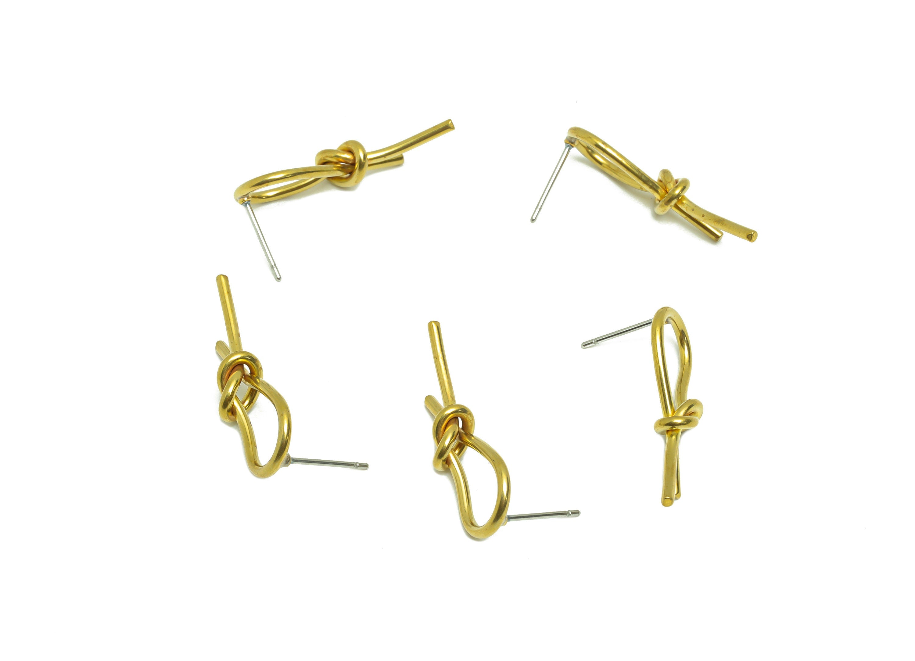 Brass Knot Wire Earring Post - Brass Wire Earring Stud - Brass Know Earring Stud - Brass Know Wire Earring Post - 27.93x9.53x1.3mm - PP9420 - DOMEDBAZAAR