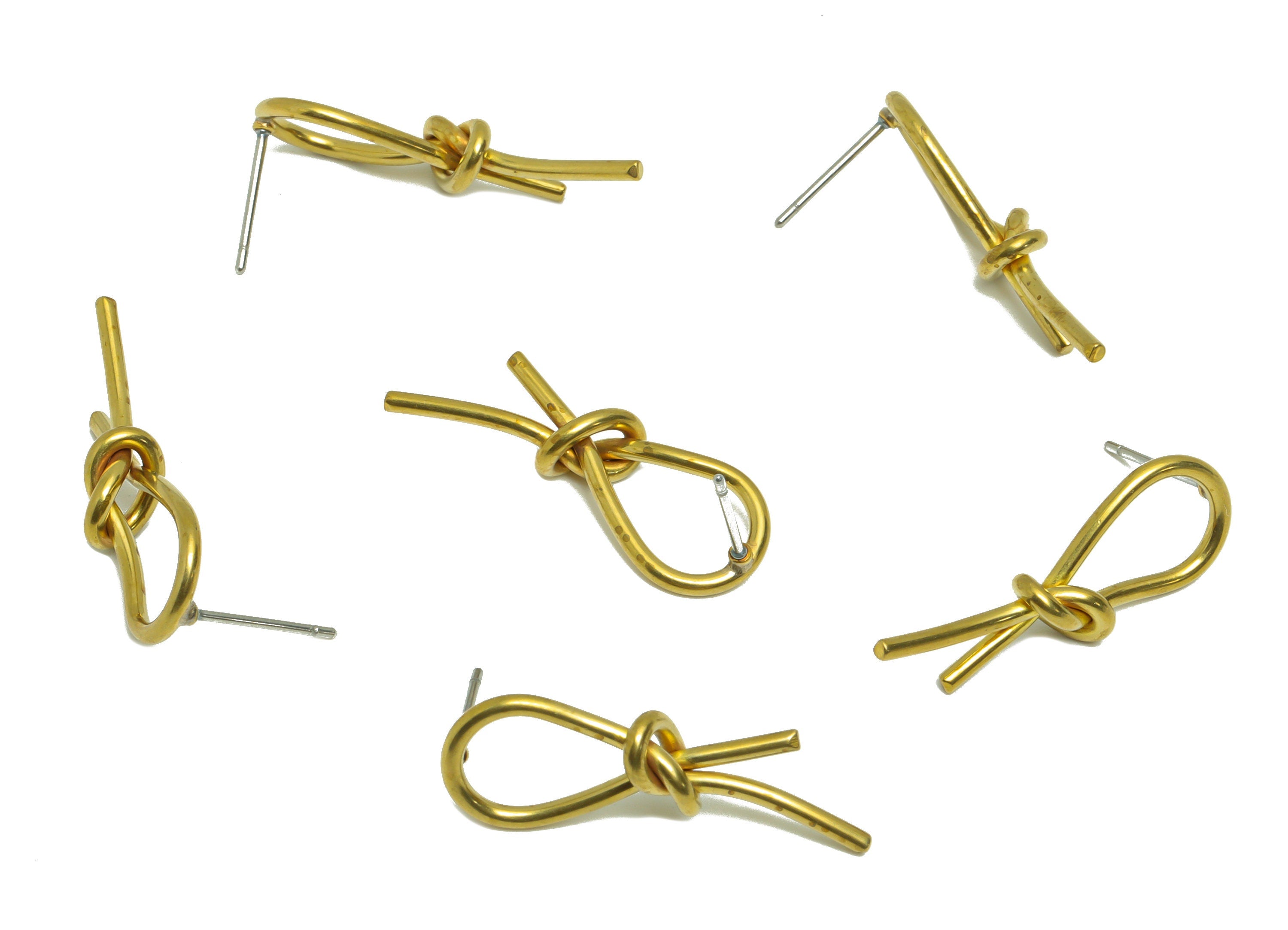 Brass Knot Wire Earring Post - Brass Wire Earring Stud - Brass Know Earring Stud - Brass Know Wire Earring Post - 27.93x9.53x1.3mm - PP9420 - DOMEDBAZAAR