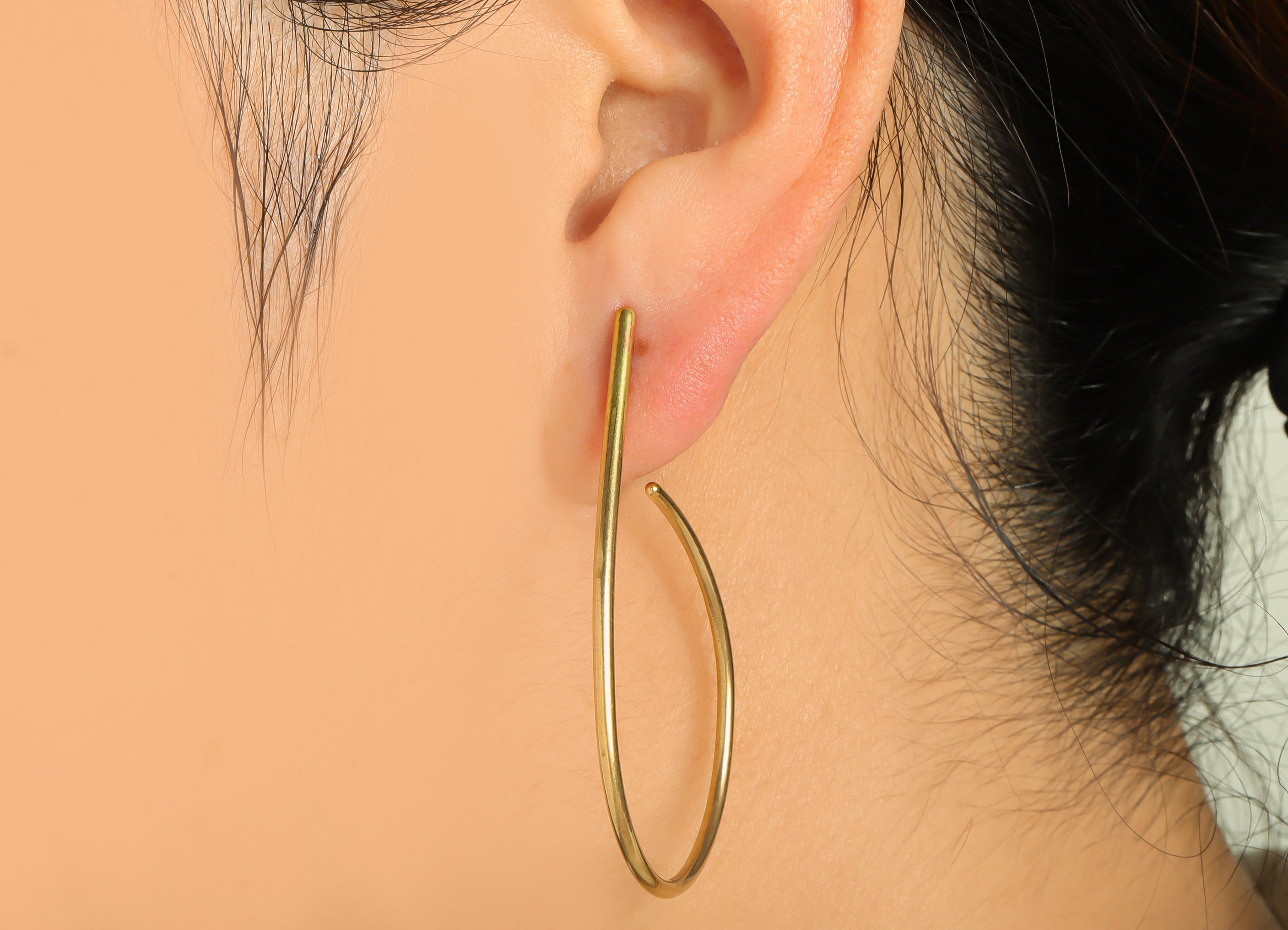 Brass Wire Earring Post - Raw Brass Drop Bent Wire Earring Stud - Twine Wire Teardrop Earring Stud - Brass Wire Post - 52x31x1mm - PP9423 - DOMEDBAZAAR