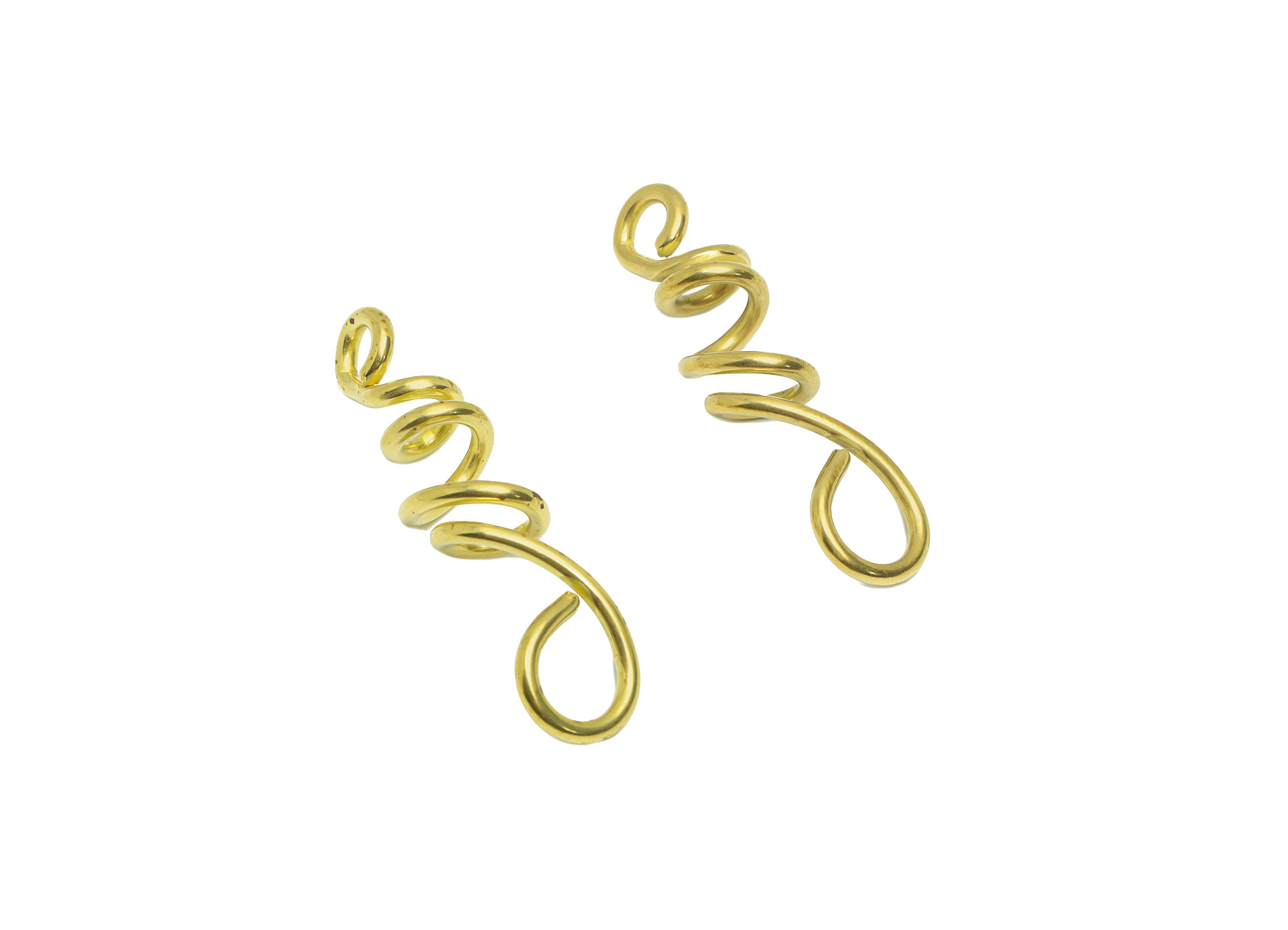 Brass Spiral Wire Earring Charm - Raw Brass Bent Earring Charm - Spring Brass Twine Earring Charm - Wire Earring Charm - 43x10x1mm - PP9400 - DOMEDBAZAAR