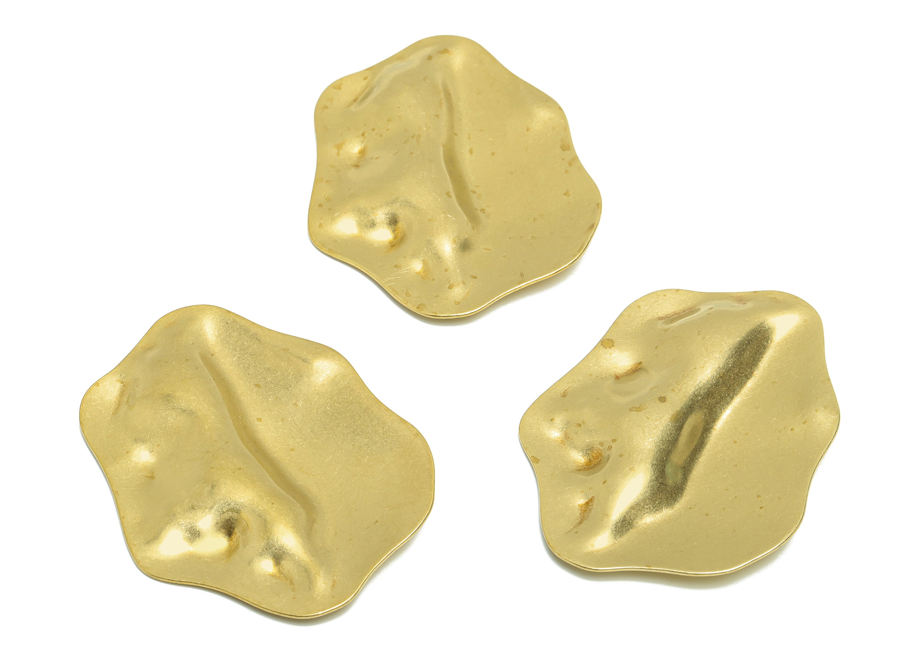 Brass Wavy Earring Charm - Brass Hammered Charm - Brass Irregular Wavy Charm - Hammered Charm - Earring Finding - 59x44.27x1.55mm -PP9417 - DOMEDBAZAAR