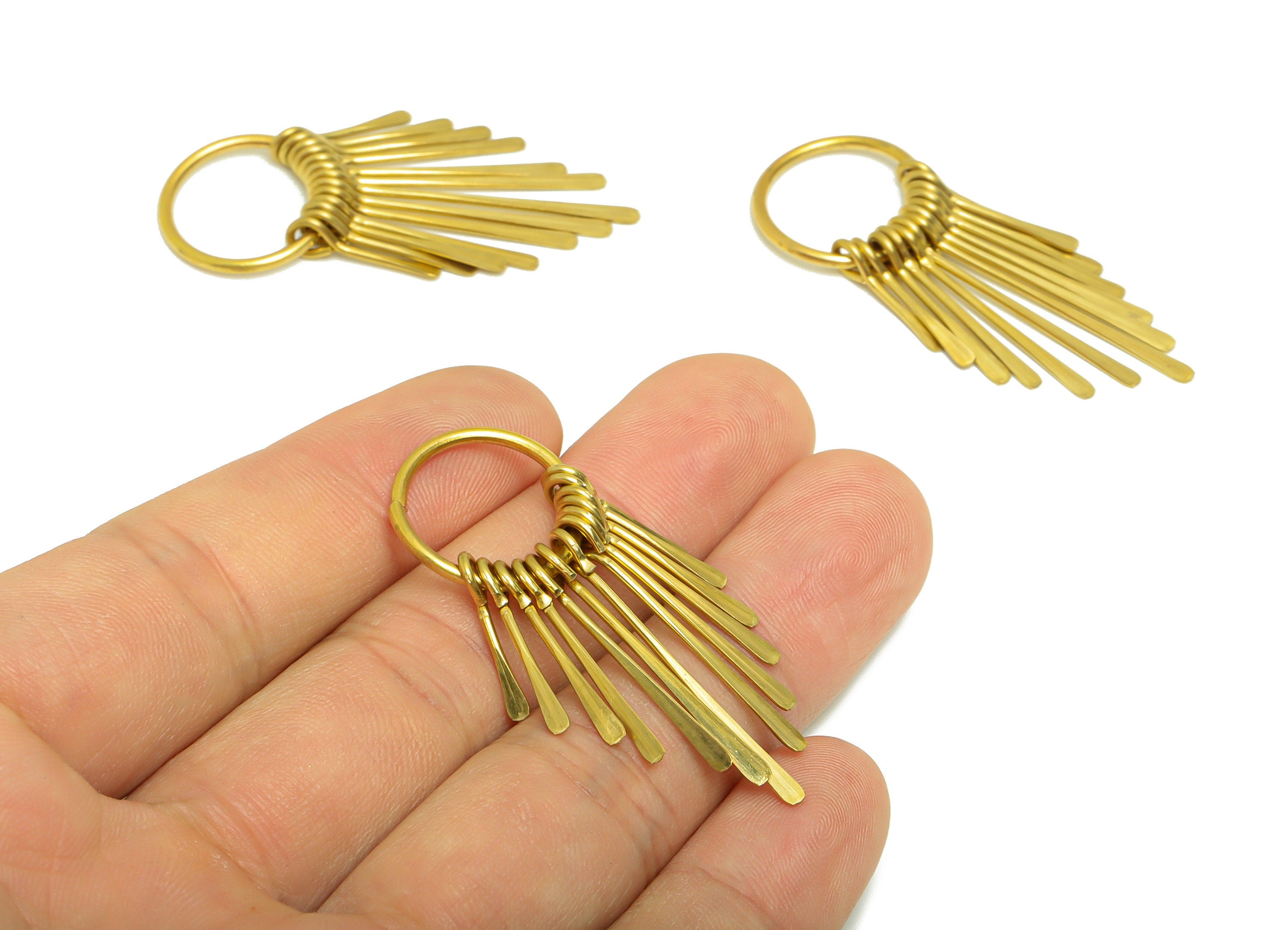 Brass Wire Tassel Earring Charm - Brass Round Wire Earring Charm - Hammered Wire 13 Earring Tassel - Dangle Tassel Charm - 48x7x1mm -PP9114 - DOMEDBAZAAR