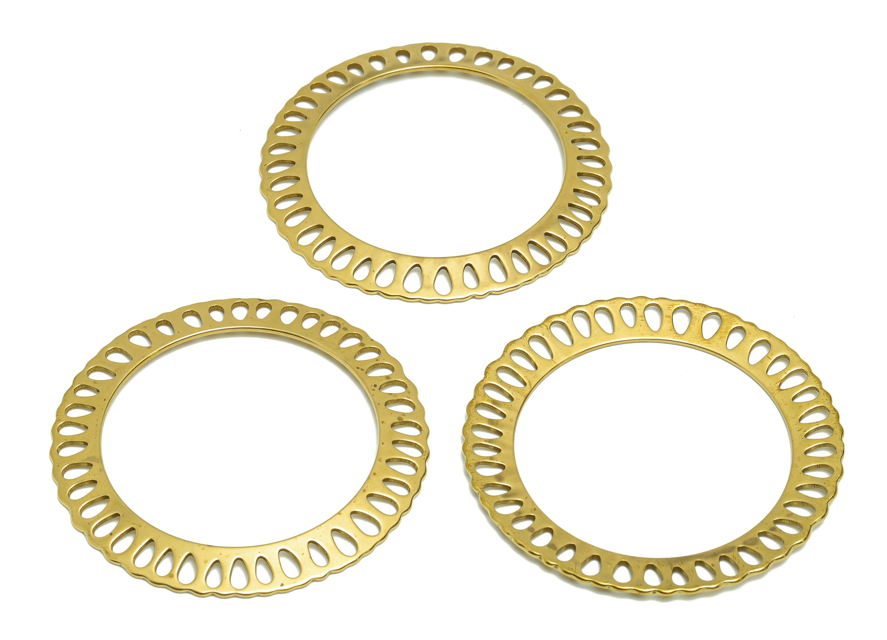 Brass Round Drop Earring Charm - Raw Brass Circle Earring Connector - Brass Donut Geometry Teardrop For Pendant - 60x60x1mm - PP9431 - DOMEDBAZAAR