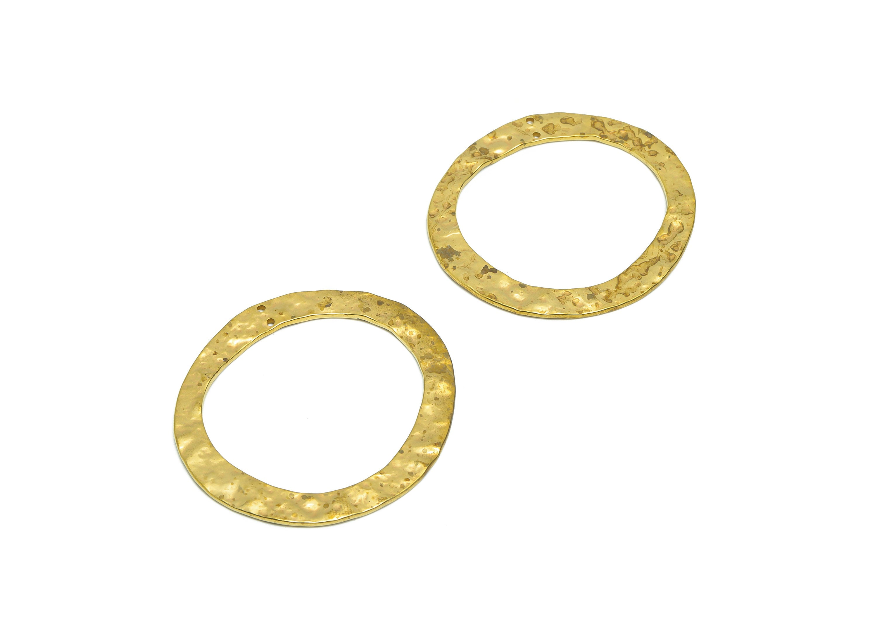 Brass Hammered Ring Charm - Raw Brass Hammered Earring Charm - Brass Geometry Hammered Pendant - For Pendant - 56x51x1.84mm - PP9443 - DOMEDBAZAAR