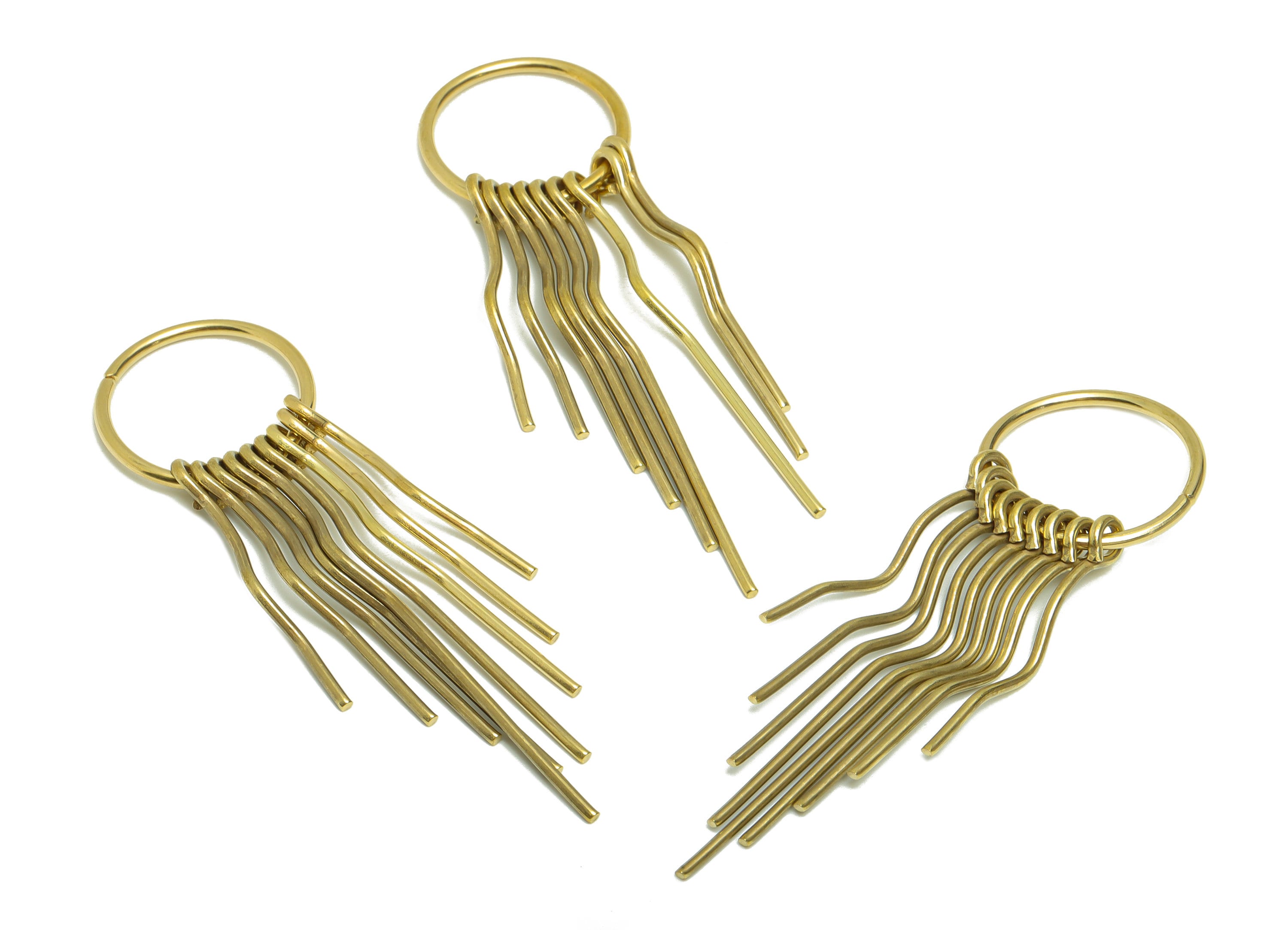 Brass Wire Tassel Earring Charm - Brass Wavy Wire Earring Charm - Brass Wire 9 Earring Tassel Charm - Dangle Tassel Charm -66x20x1mm -PP9105 - DOMEDBAZAAR