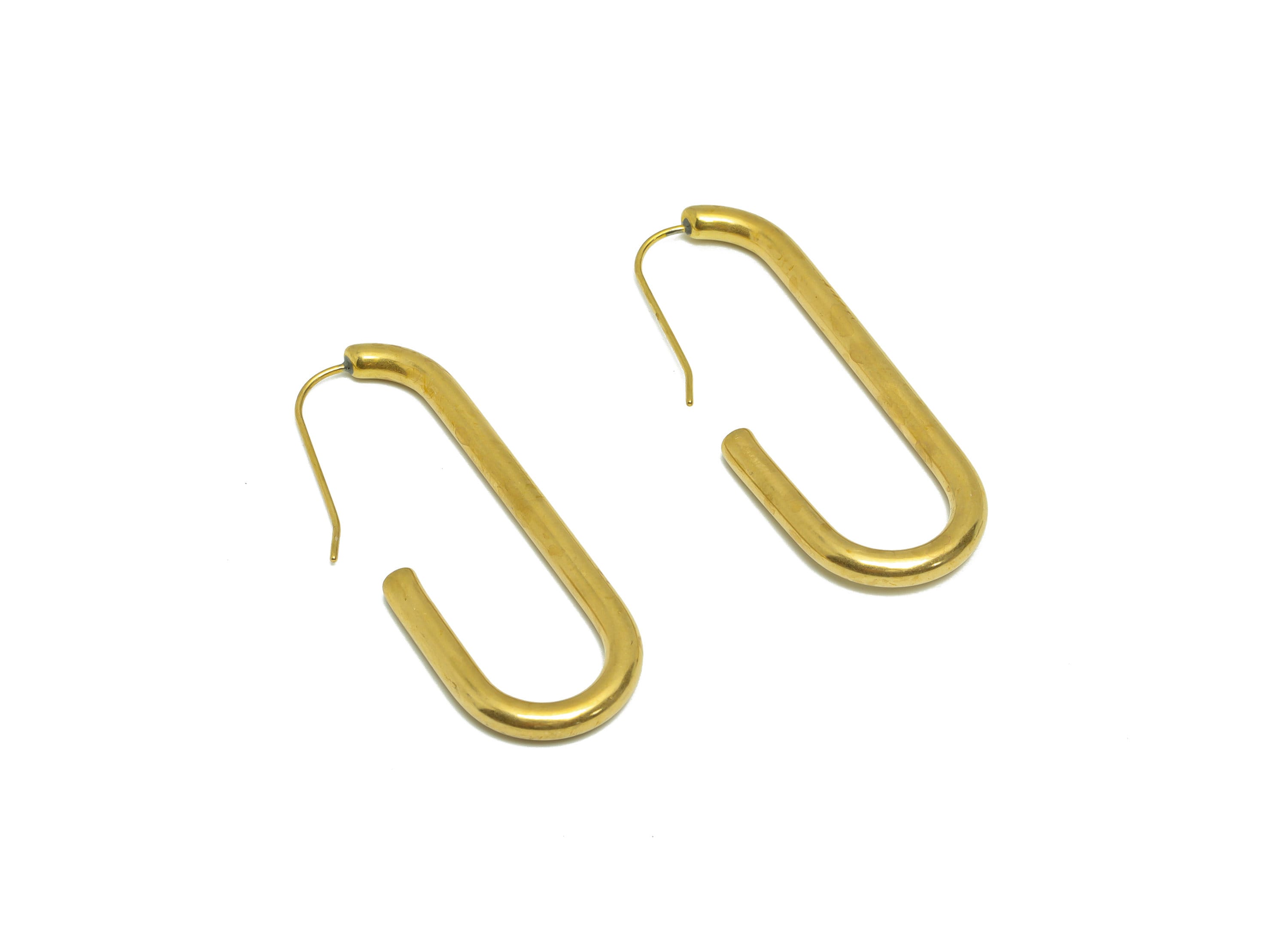 Brass Oval Wire Hook Earring Wire - Raw Brass C Hoop Earring - Brass Oval Hoop Hook Earring Wire - Earring Finding - 42x15x2.7mm - PP9437 - DOMEDBAZAAR