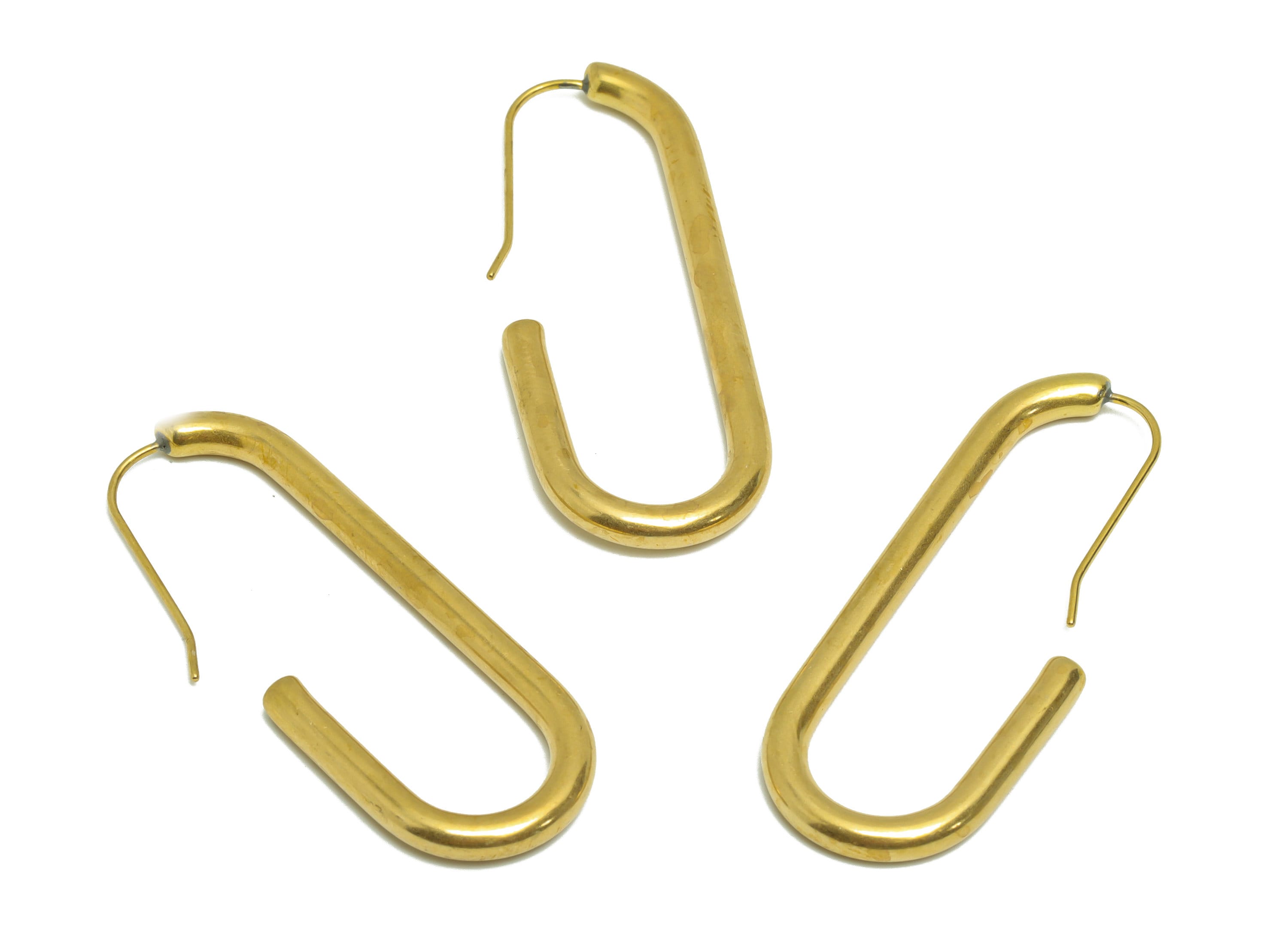 Brass Oval Wire Hook Earring Wire - Raw Brass C Hoop Earring - Brass Oval Hoop Hook Earring Wire - Earring Finding - 42x15x2.7mm - PP9437 - DOMEDBAZAAR