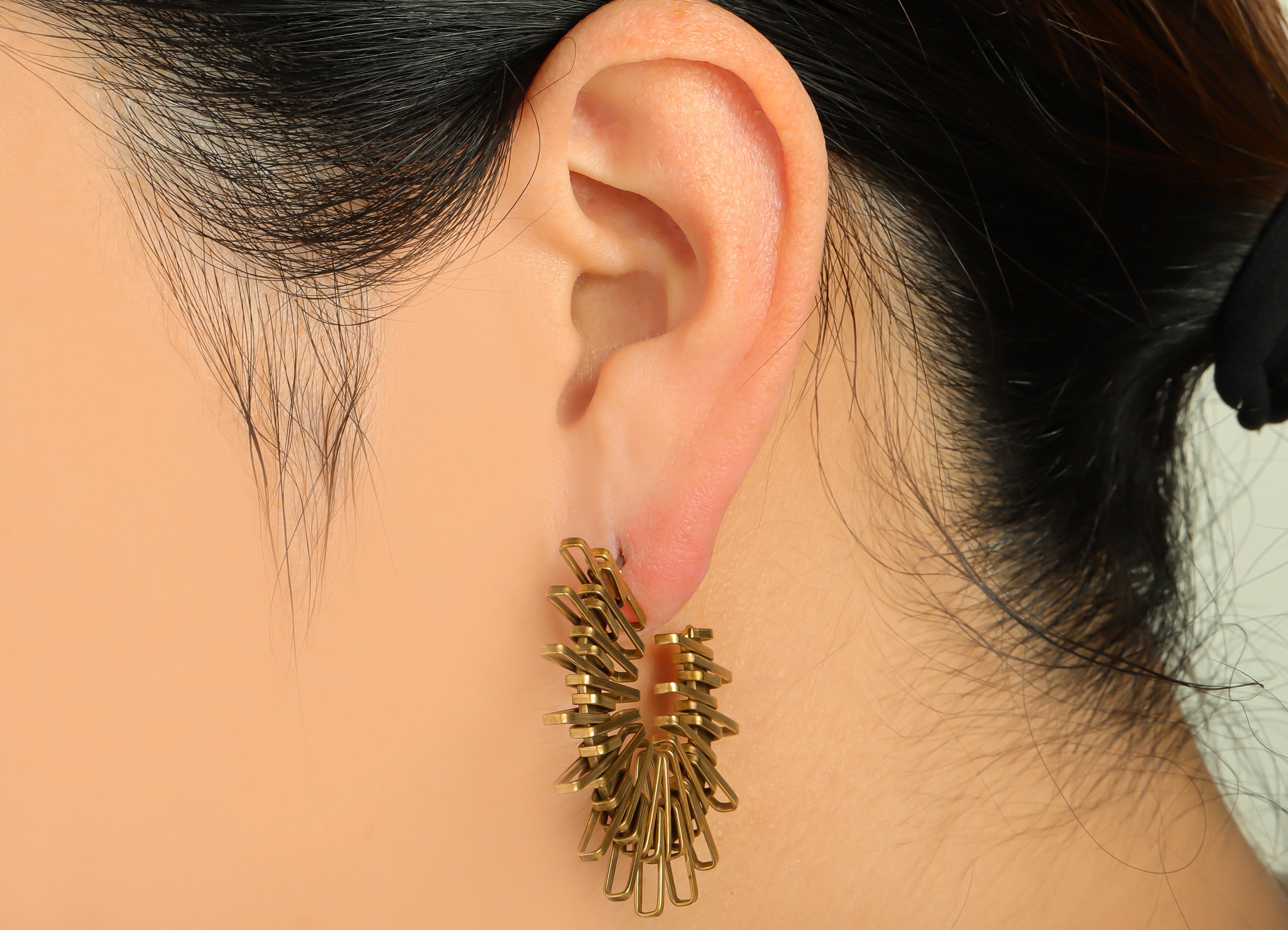 Brass Sun C Hoop Earring Post - Raw Brass Wire Sunshine Earring Stud - Brass Open Hoop Earring Stud - Wire Stud - 39.66x39.69x3.2mm - PP9467 - DOMEDBAZAAR
