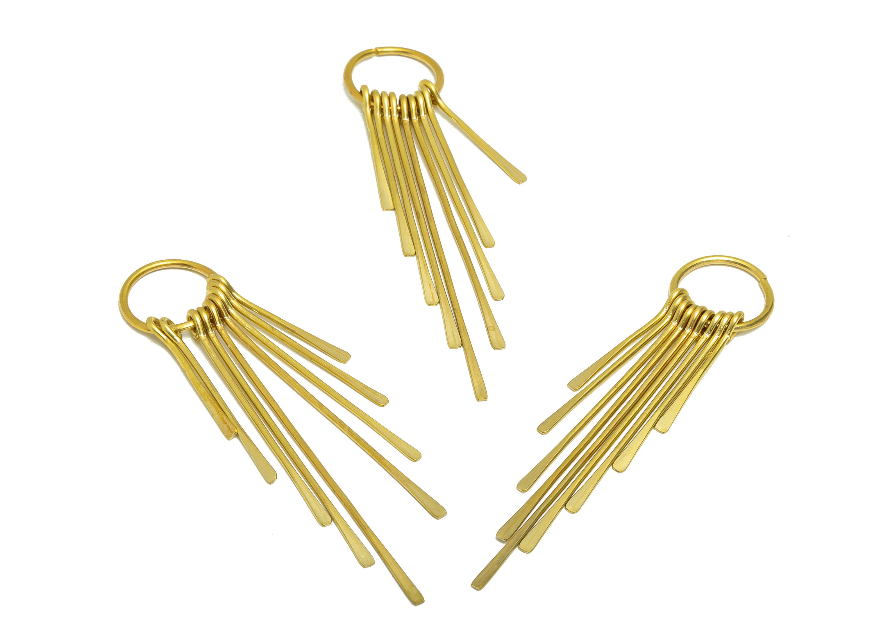 Brass Tassel Earring Charm - Brass Hammered Wire Earring Charm - Brass Wire 9 Earring Tassel Charm - Dangle Tassel Charm - 82x17x1mm -PP9116 - DOMEDBAZAAR