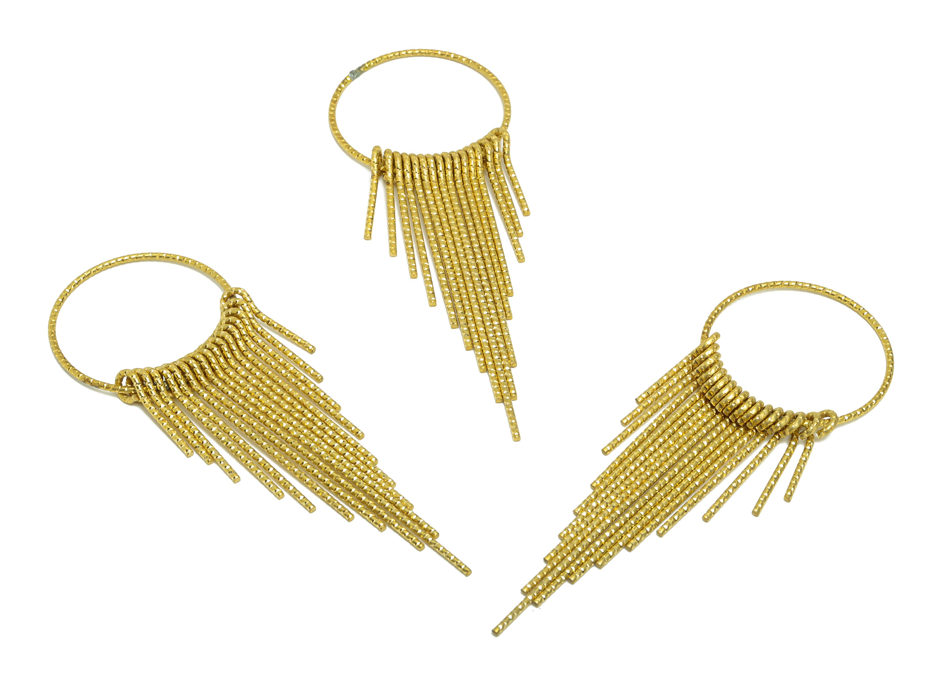 Brass Tassel Earring Charm - Brass Textured Wires Earring Charm - Wires 17 Earring Tassel Charm - Dangle Tassel Charm - 86x29x1mm -PP9112 - DOMEDBAZAAR