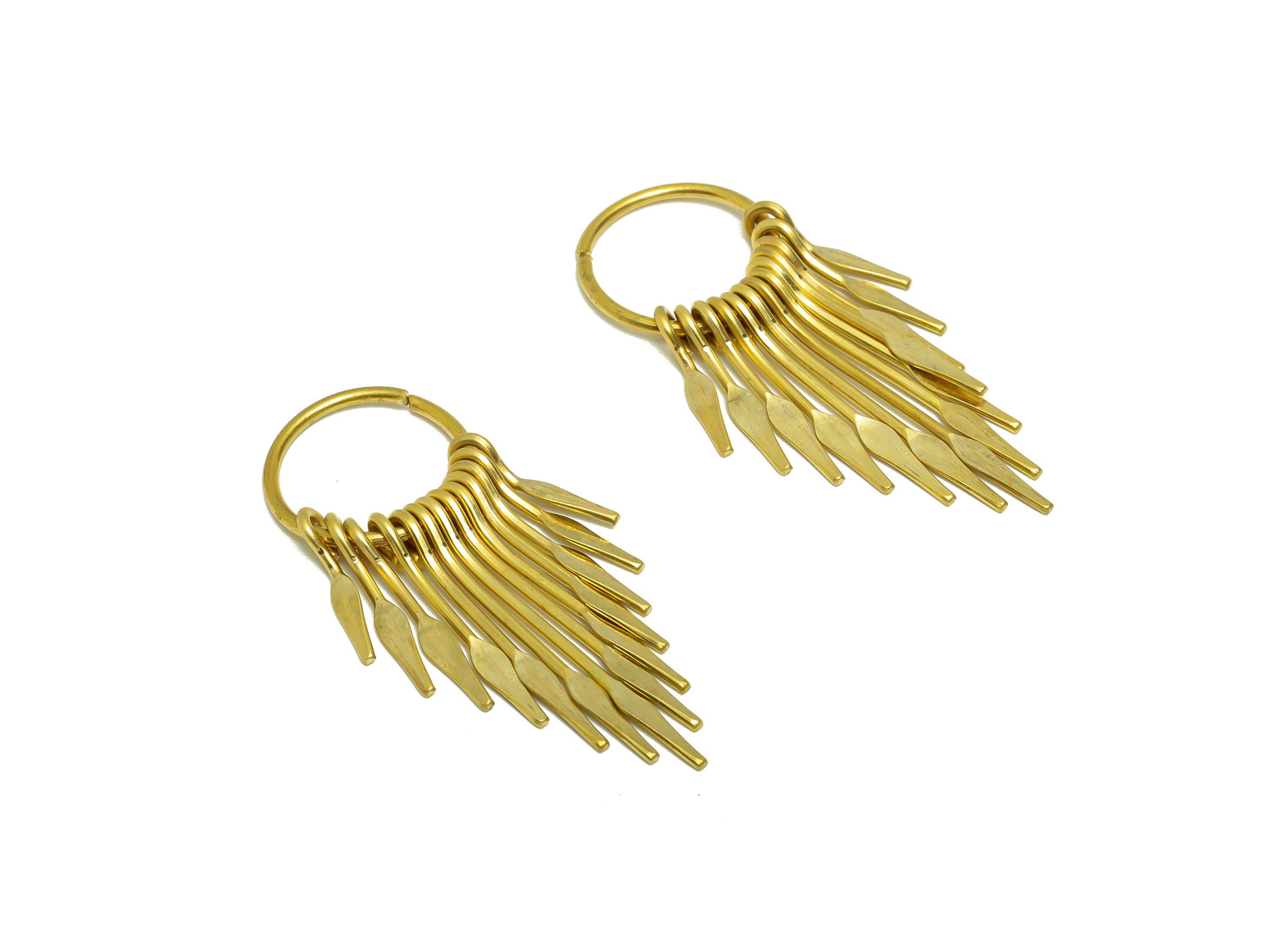 Brass Tassel Arrow Earring Charm - Brass Hammered Wires Earring Charm - Wires 13 Earring Charm - Dangle Tassel Charm - 53x19x1.39mm -PP9115 - DOMEDBAZAAR