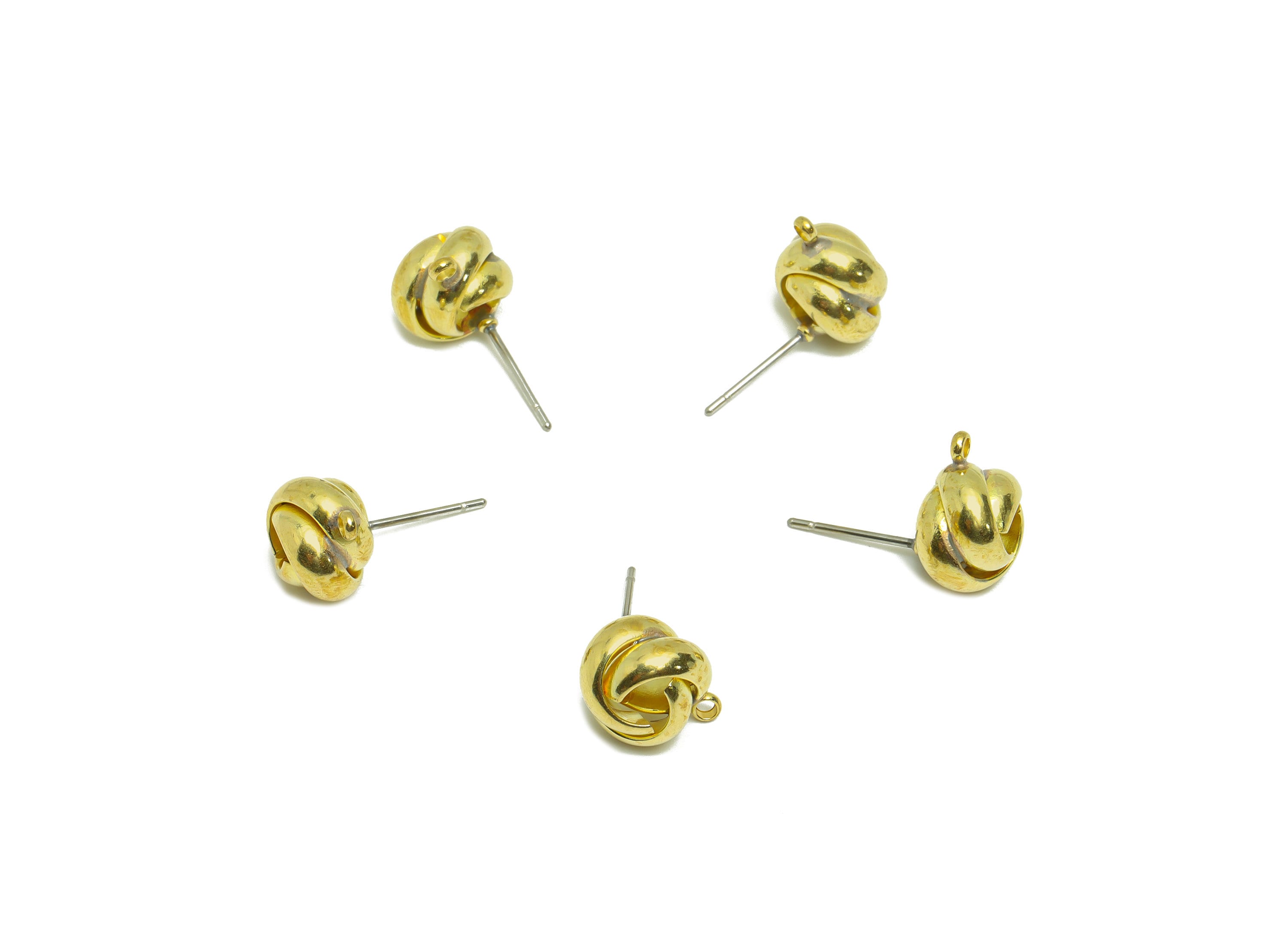 Brass Interwoven Earring Post - Raw Brass Rings Knot Earring Stud - Cross Brads Earring Stud - Welded Circle Earring - 12x9.86x7mm - PP9473 - DOMEDBAZAAR