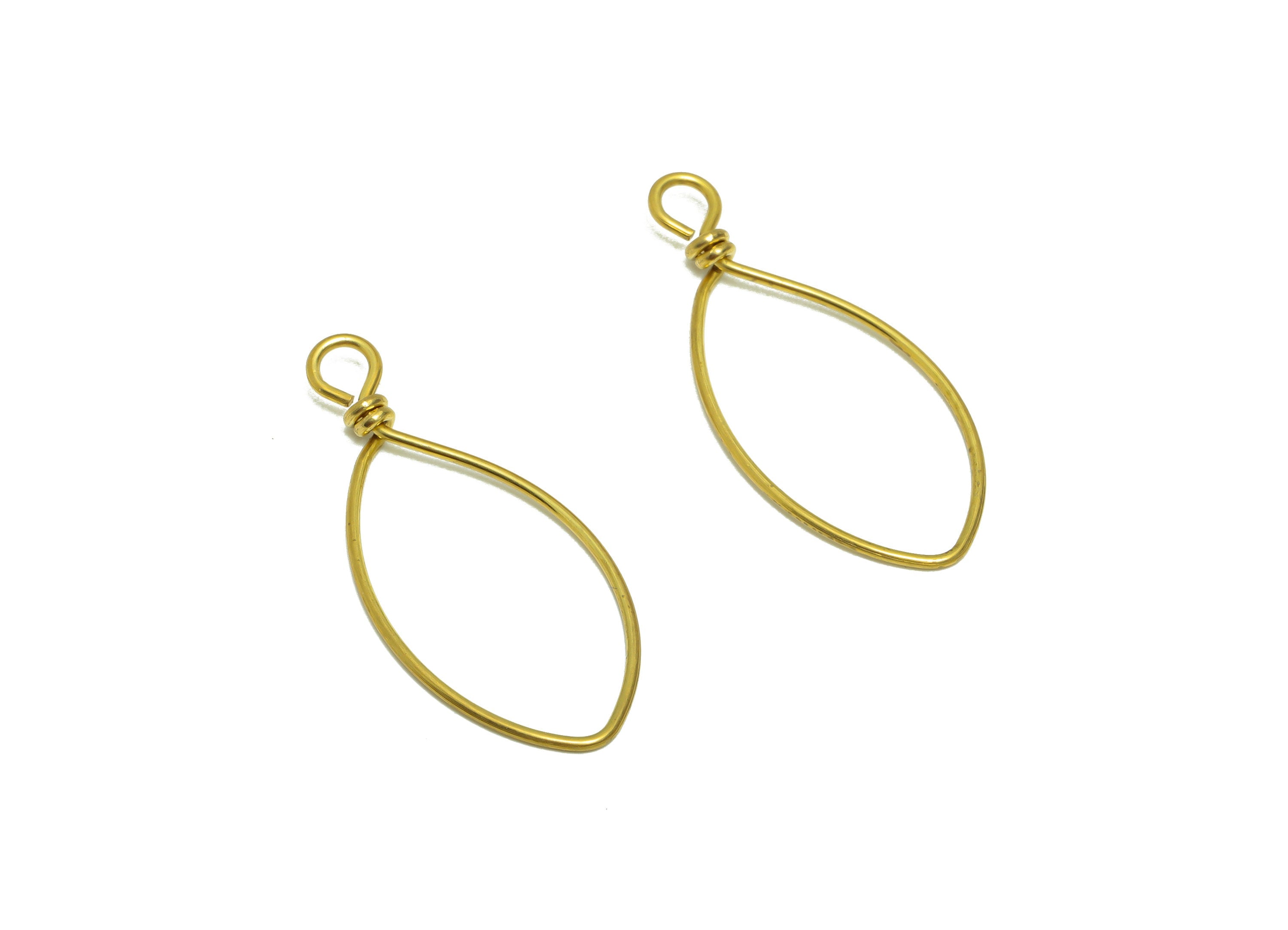 Brass Wire Marquise Earring Charm - Brass Geometry Eye Wire Earring Charm - Brass Geometry Wire Earring Pendant - 39.20x17x0.88mm - PP9110 - DOMEDBAZAAR