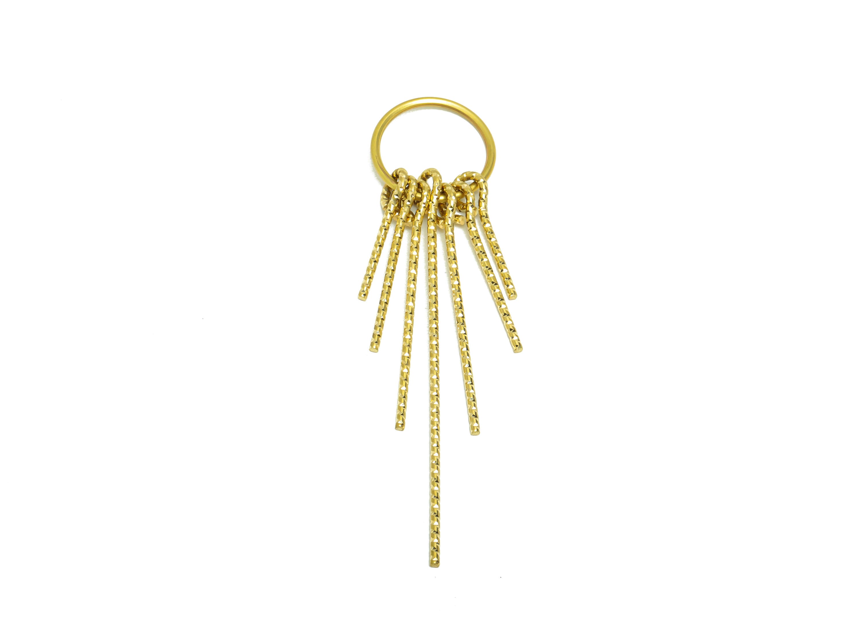 Brass Tassel Earring Charm - Brass Textured Wires Earring Charm - Stick Wires Earring Tassel Charm - Dangle Tassel Charm - 67x15x1mm -PP9111 - DOMEDBAZAAR