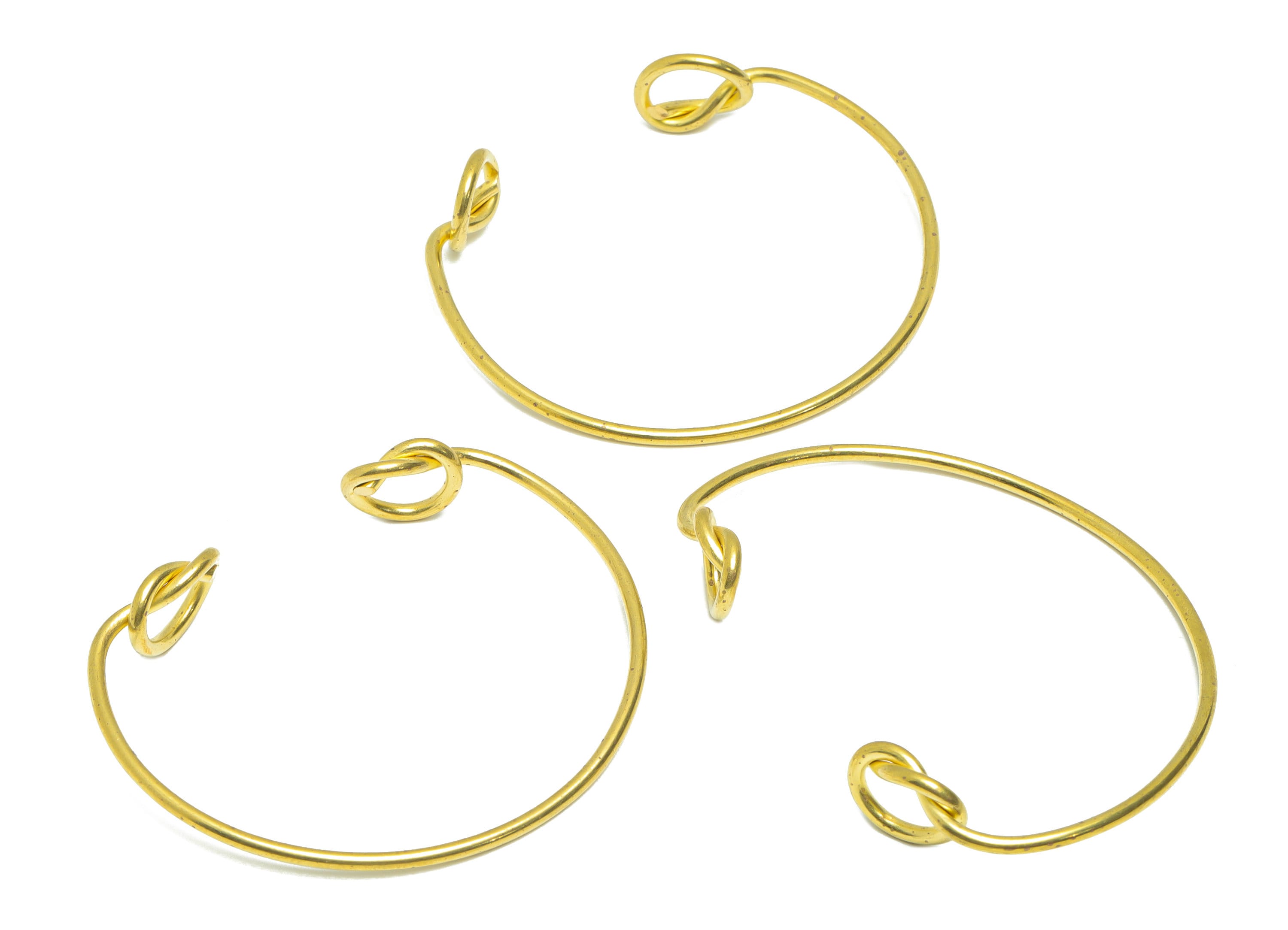 Brass Wire Bracelet - Brass Open Bracelet - Brass Wire Bangle -Brass Wire Knot Bracelet - For Bracelet - 59.81x50.72x1.97mm - PP9036 - DOMEDBAZAAR