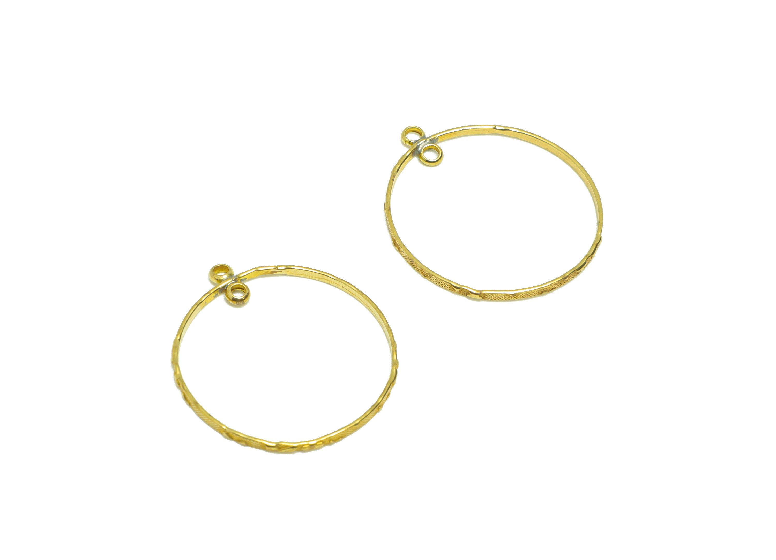 Brass Round Earring Charm - Brass Textured Circle Connector - Brass Geometry Hoop Earring Charm - Earring Finding - 27x25x1.39mm - PP9031 - DOMEDBAZAAR