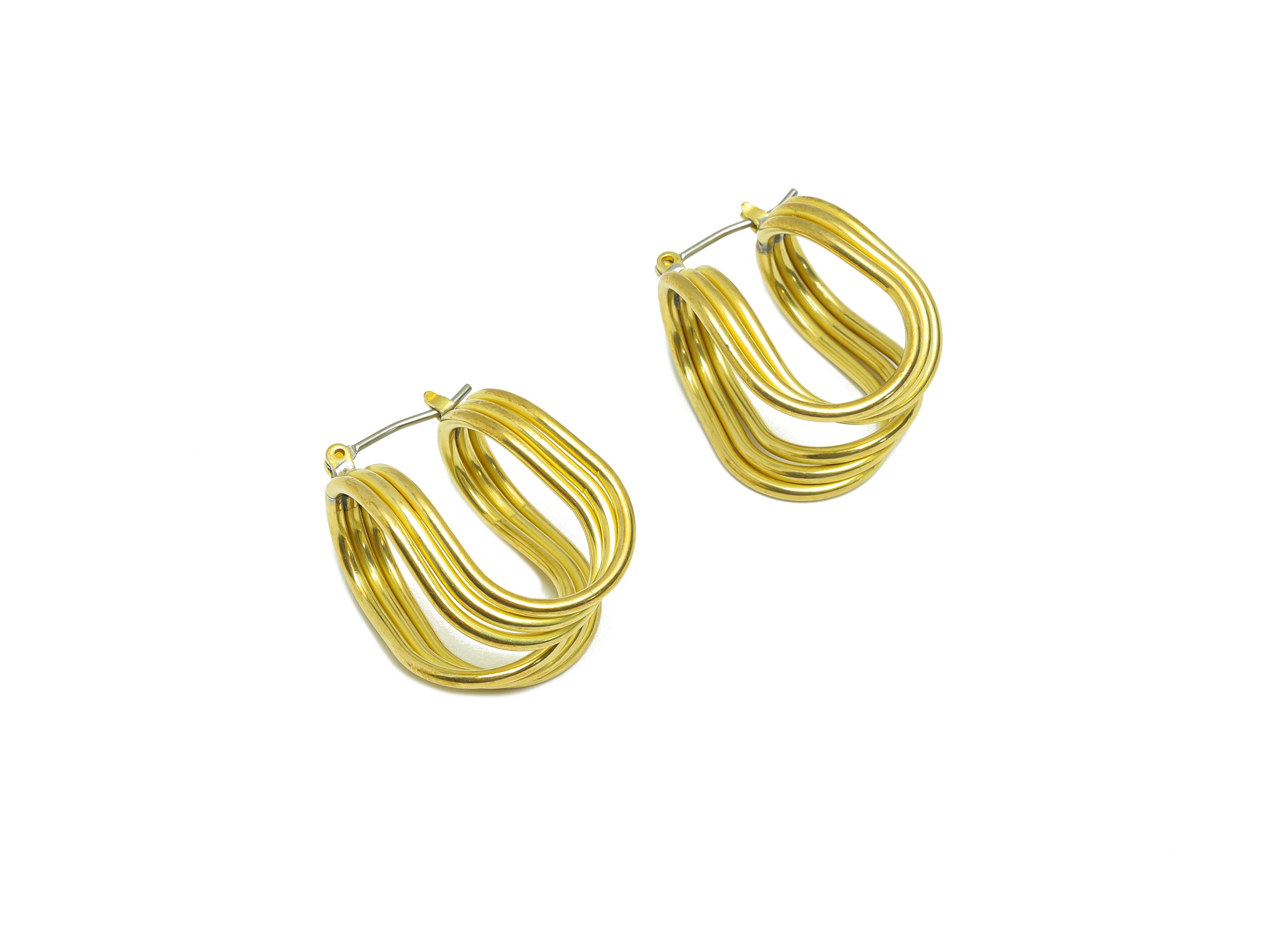 Brass Wire Hoop Earring - Raw Brass Hinged Back Earring - Brass Twisted Hinged Back Earring - Wire Bent Earring - 25x17x15mm - PP9478 - DOMEDBAZAAR