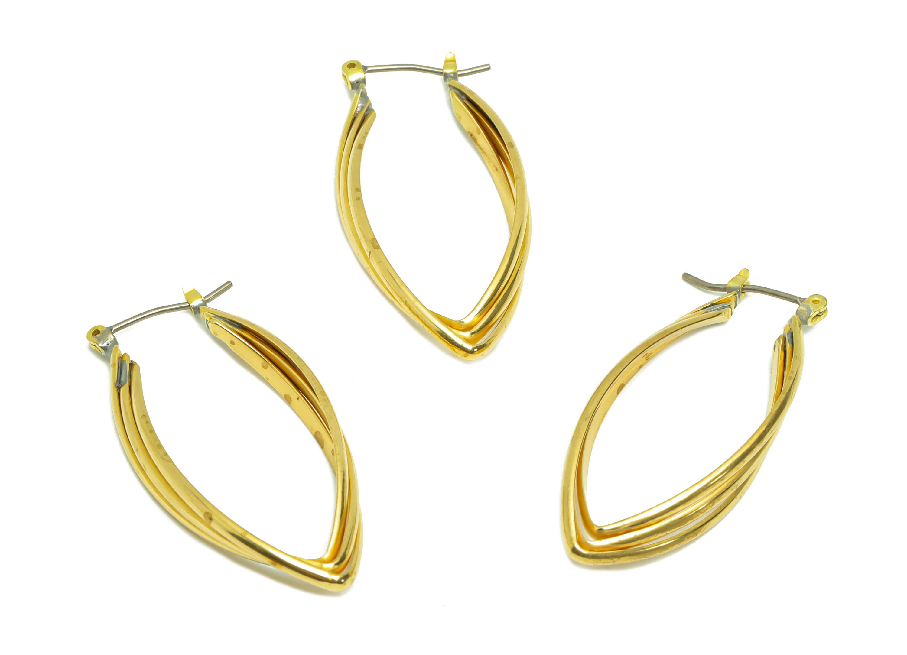 Brass Marquise Wire Hoop Earring - Raw Brass Hinged Back Earring - Brass Geometry Hinged Back Earring - Wire Hoop Earring - 38x18x2mm-PP9391 - DOMEDBAZAAR