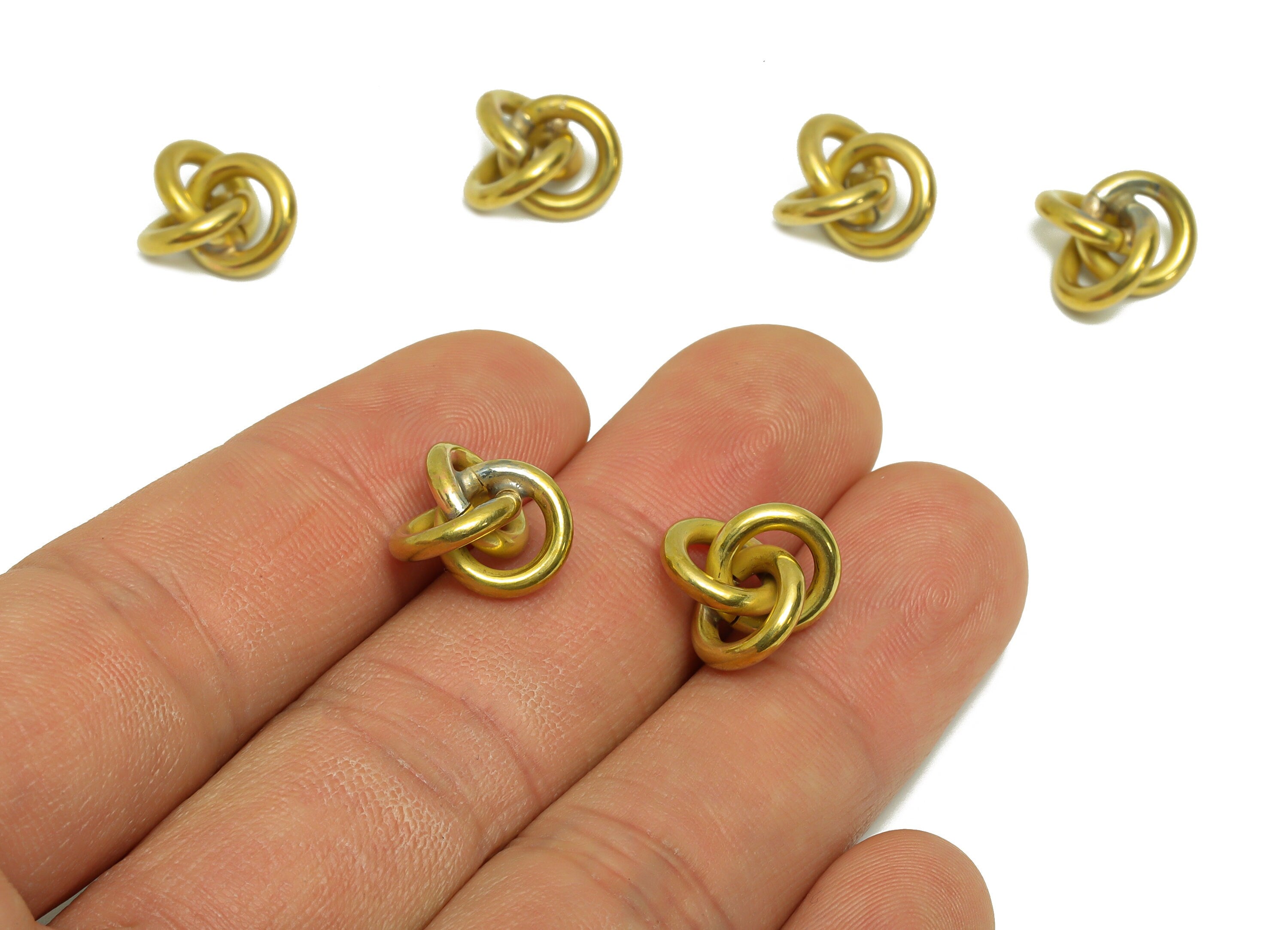 Brass Interwoven Earring Charm - Raw Brass Jump Ring Earring Charm - Cross Rings Bead Earring Charm - Bracelet Beads - 12.78x12x6mm - PP9386 - DOMEDBAZAAR