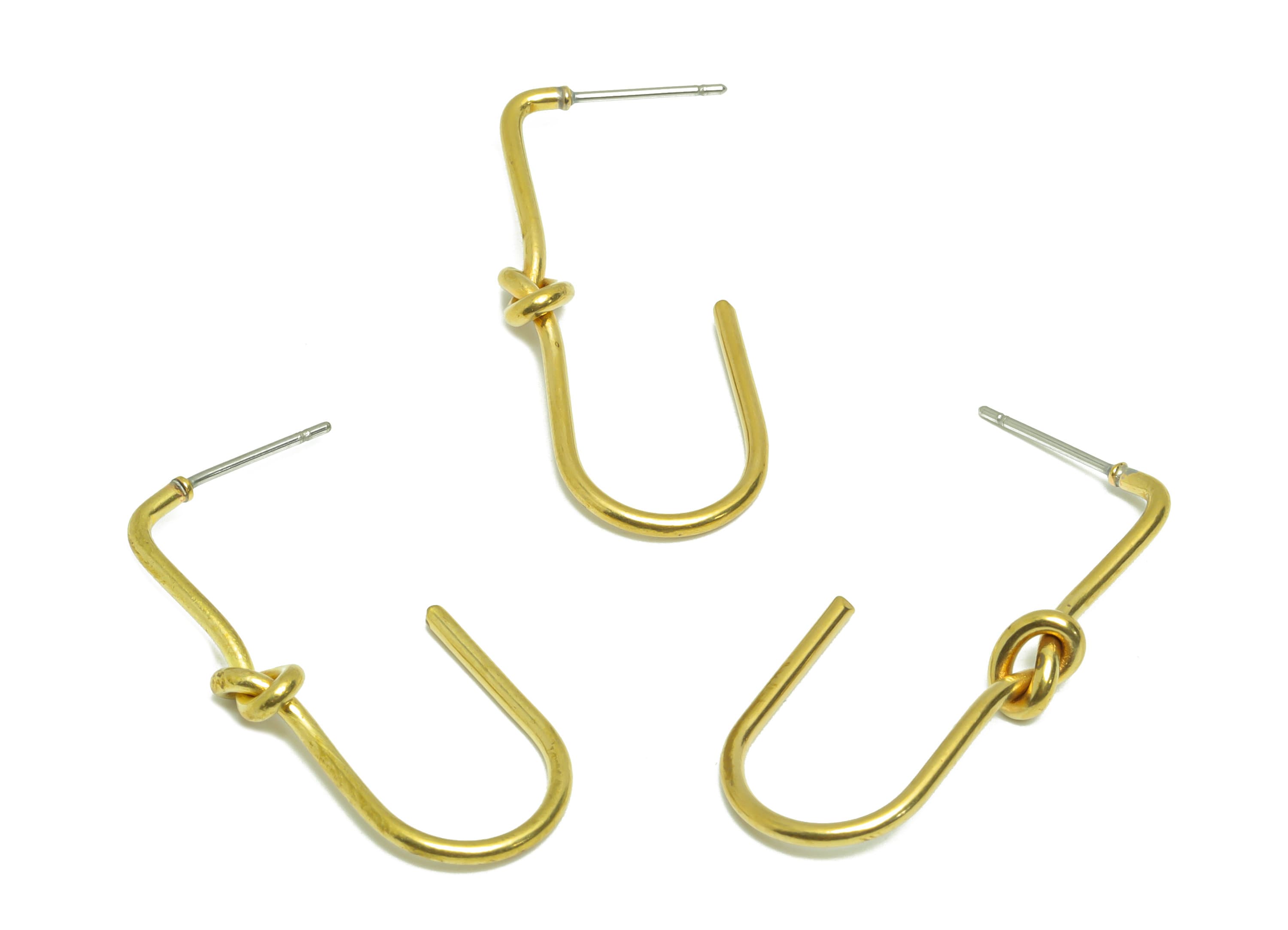 Brass Knot Hoop Wire Earring Post - Brass Hoop Wire Earring Stud - Oval C Hoop Knot Earring Post - Hoop Earring Post - 35x14x1.3mm - PP9382 - DOMEDBAZAAR