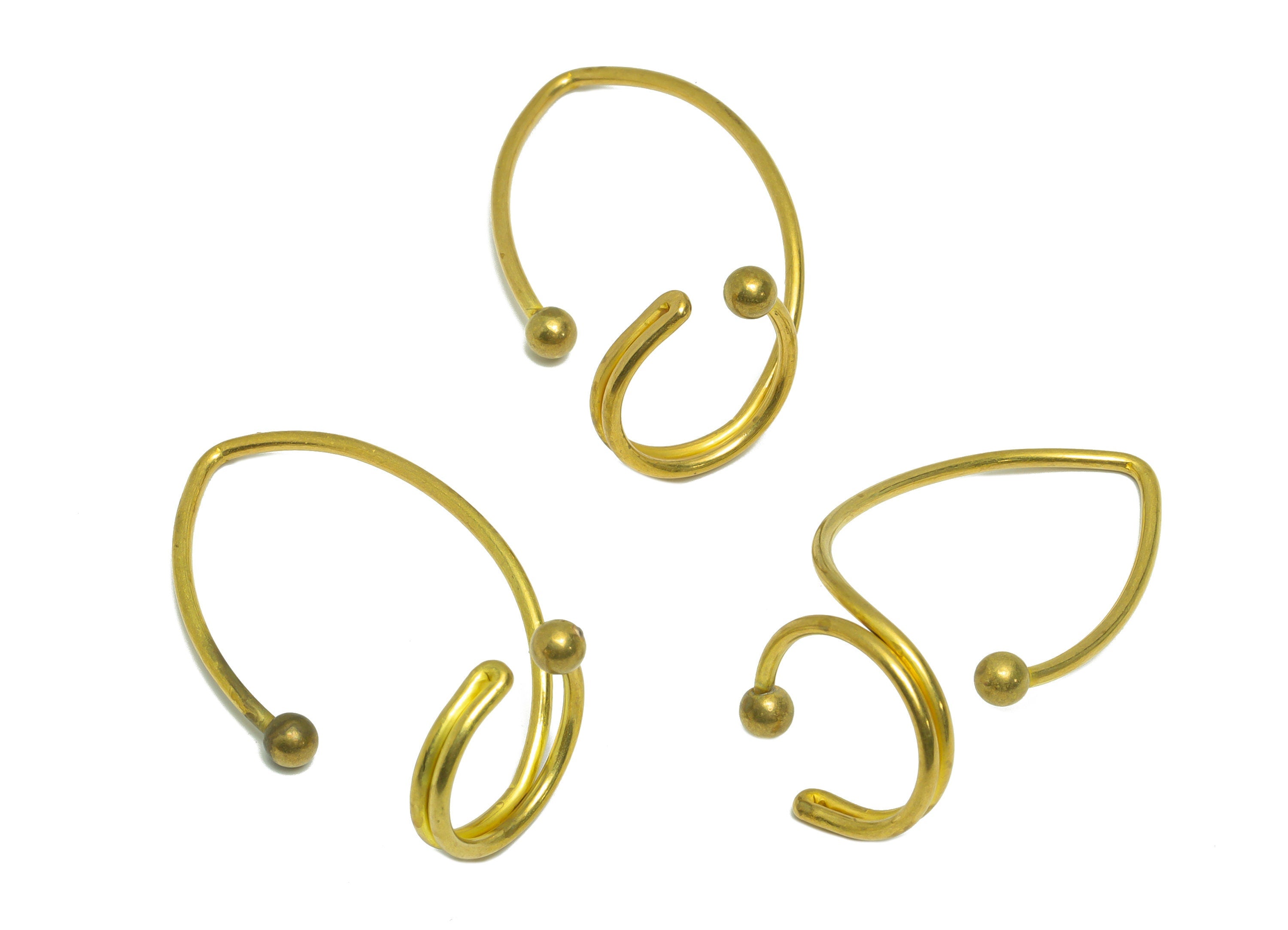 Brass Hoop Cuff Earring - Brass Hoop Wire Cuff Earring - Brass Ring Hoop Ball Cuff Earring - Raw Brass Cuff Earring - 40x21.88x1mm - PP9380 - DOMEDBAZAAR