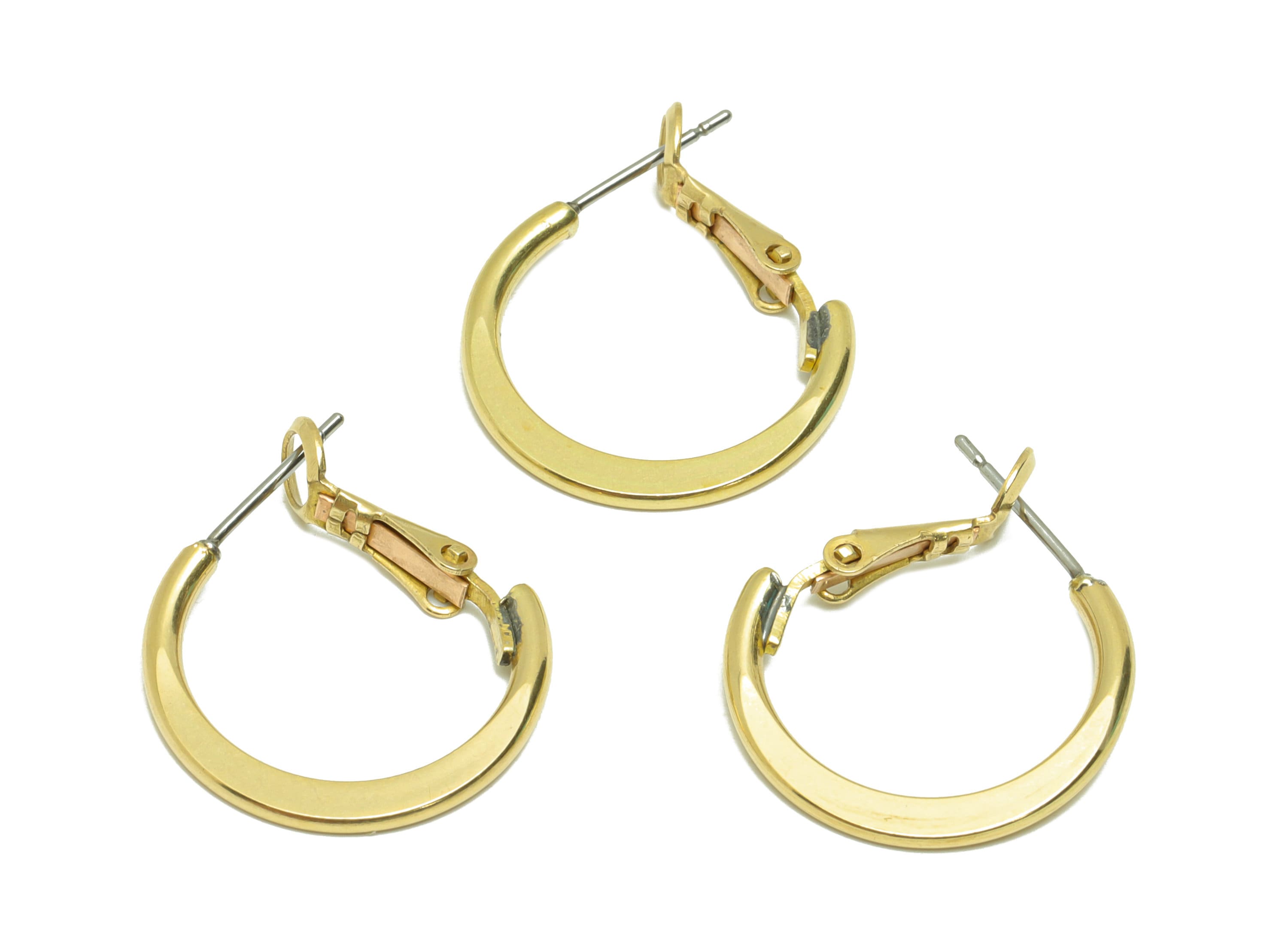 20mm Brass Hammered Hoop Earring - Raw Brass Clasp Back Earring - Hammered Clasp Back Earring - Hoop Clasp Earring - 19x19x1mm - PP9155-20 - DOMEDBAZAAR