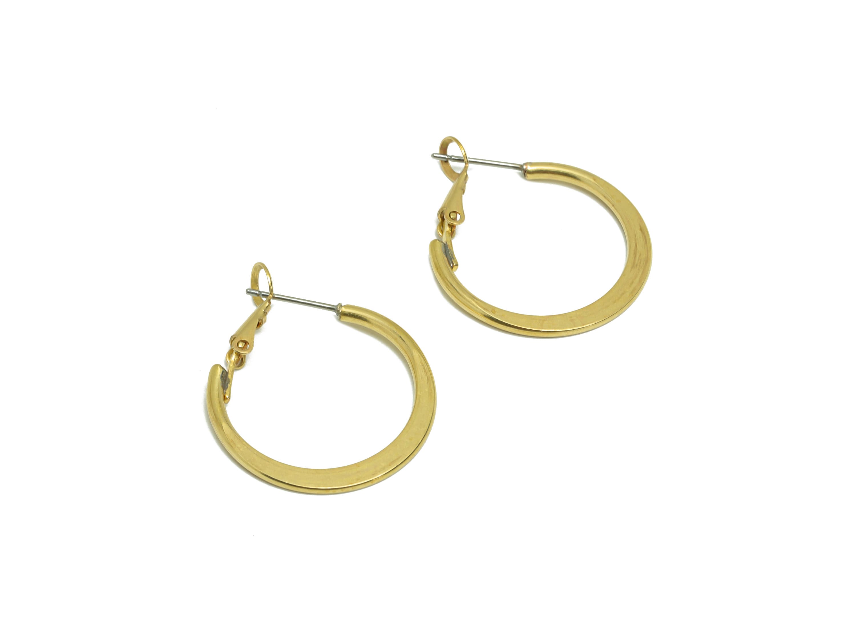 25mm Brass Hammered Hoop Earring - Raw Brass Clasp Back Earring - Hammered Clasp Back Earring - Hoop Clasp Earring - 25 x 25x1mm - PP9155-25 - DOMEDBAZAAR