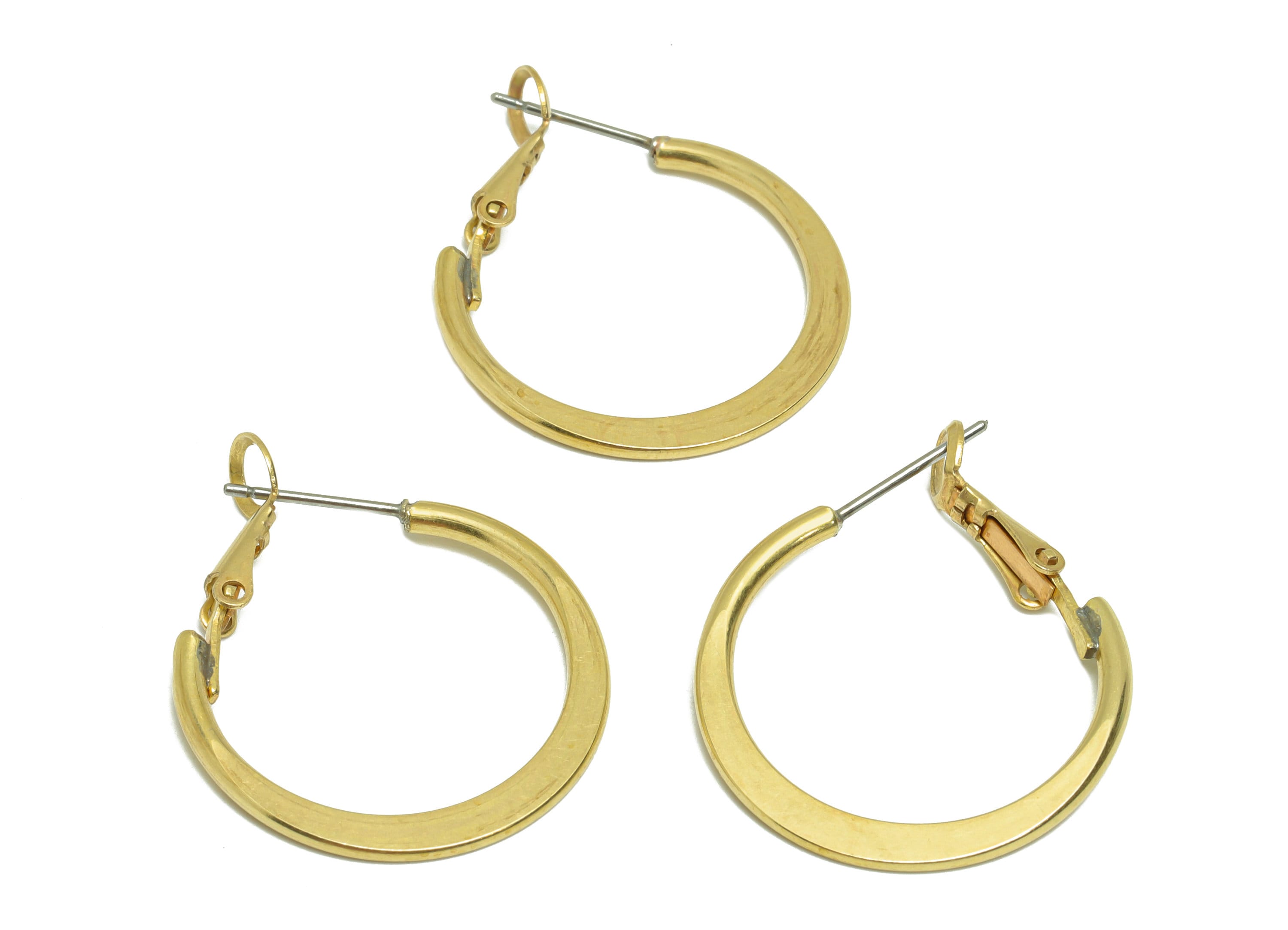 25mm Brass Hammered Hoop Earring - Raw Brass Clasp Back Earring - Hammered Clasp Back Earring - Hoop Clasp Earring - 25 x 25x1mm - PP9155-25 - DOMEDBAZAAR