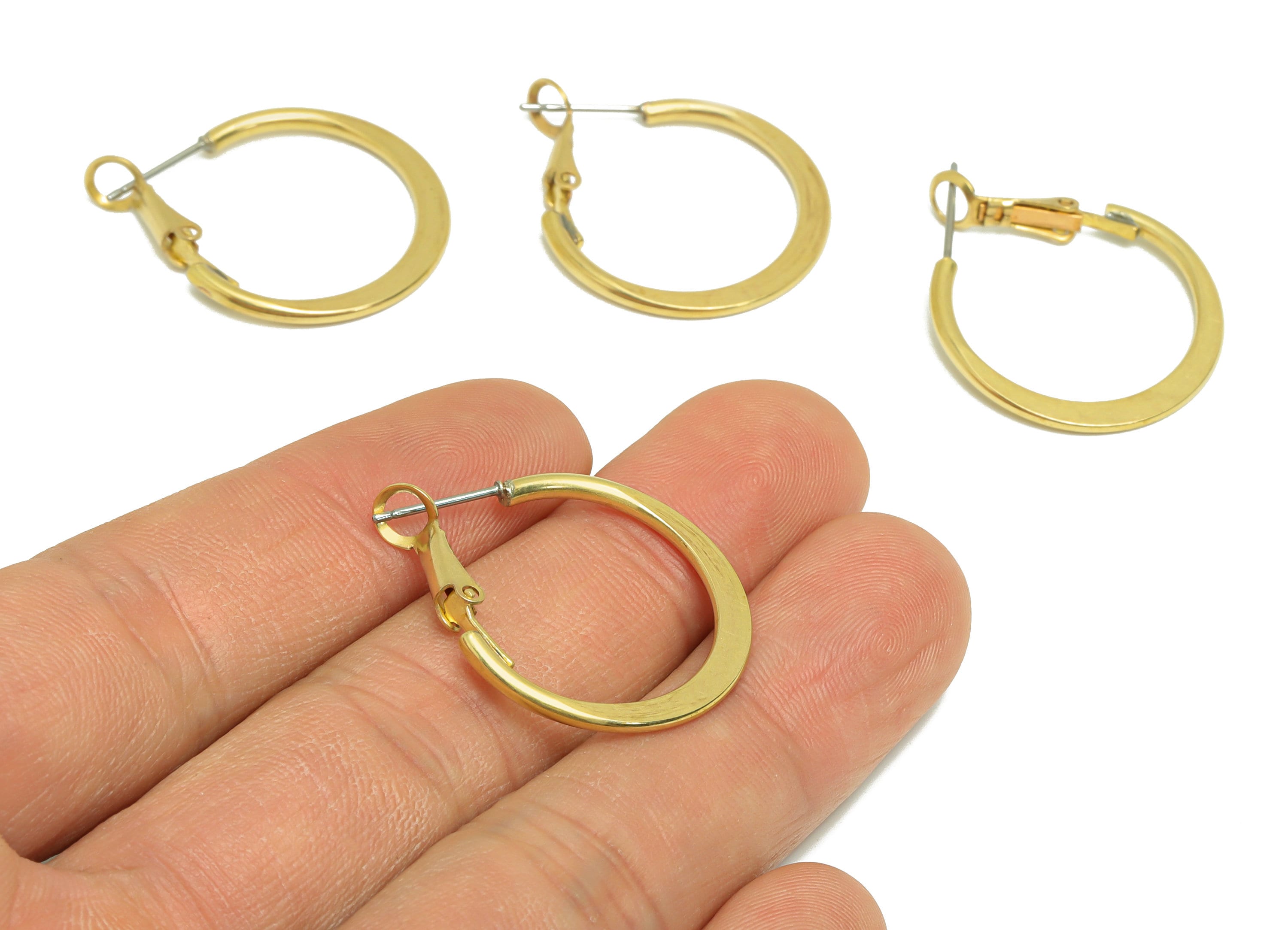 25mm Brass Hammered Hoop Earring - Raw Brass Clasp Back Earring - Hammered Clasp Back Earring - Hoop Clasp Earring - 25 x 25x1mm - PP9155-25 - DOMEDBAZAAR