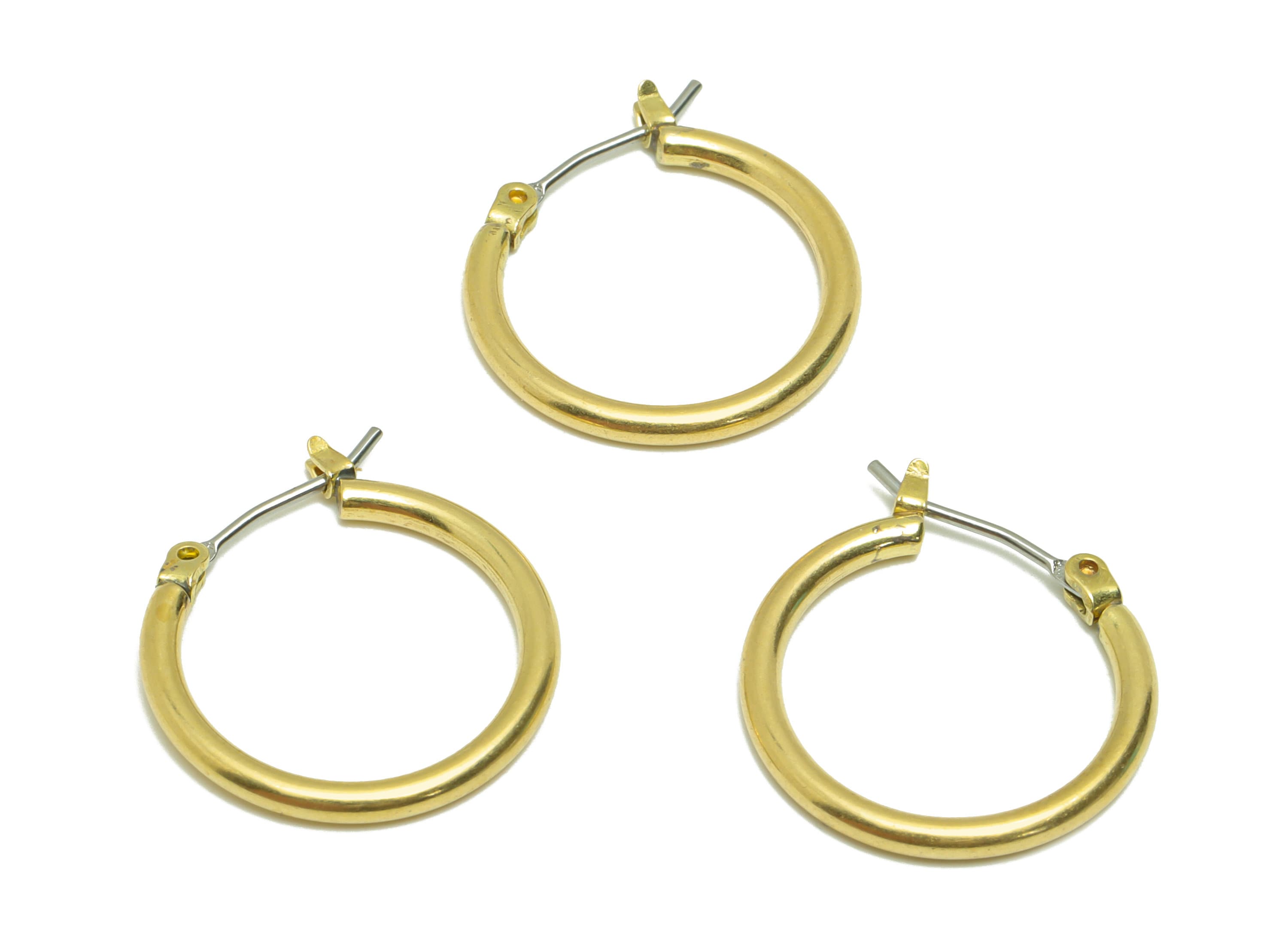 20mm Round Wire Hoop Earring - Raw Brass Hinged Back Earring - Brass Circle Hinged Back Earring - Wire Hoop Earring - 20x20x2mm - PP9154-20 - DOMEDBAZAAR
