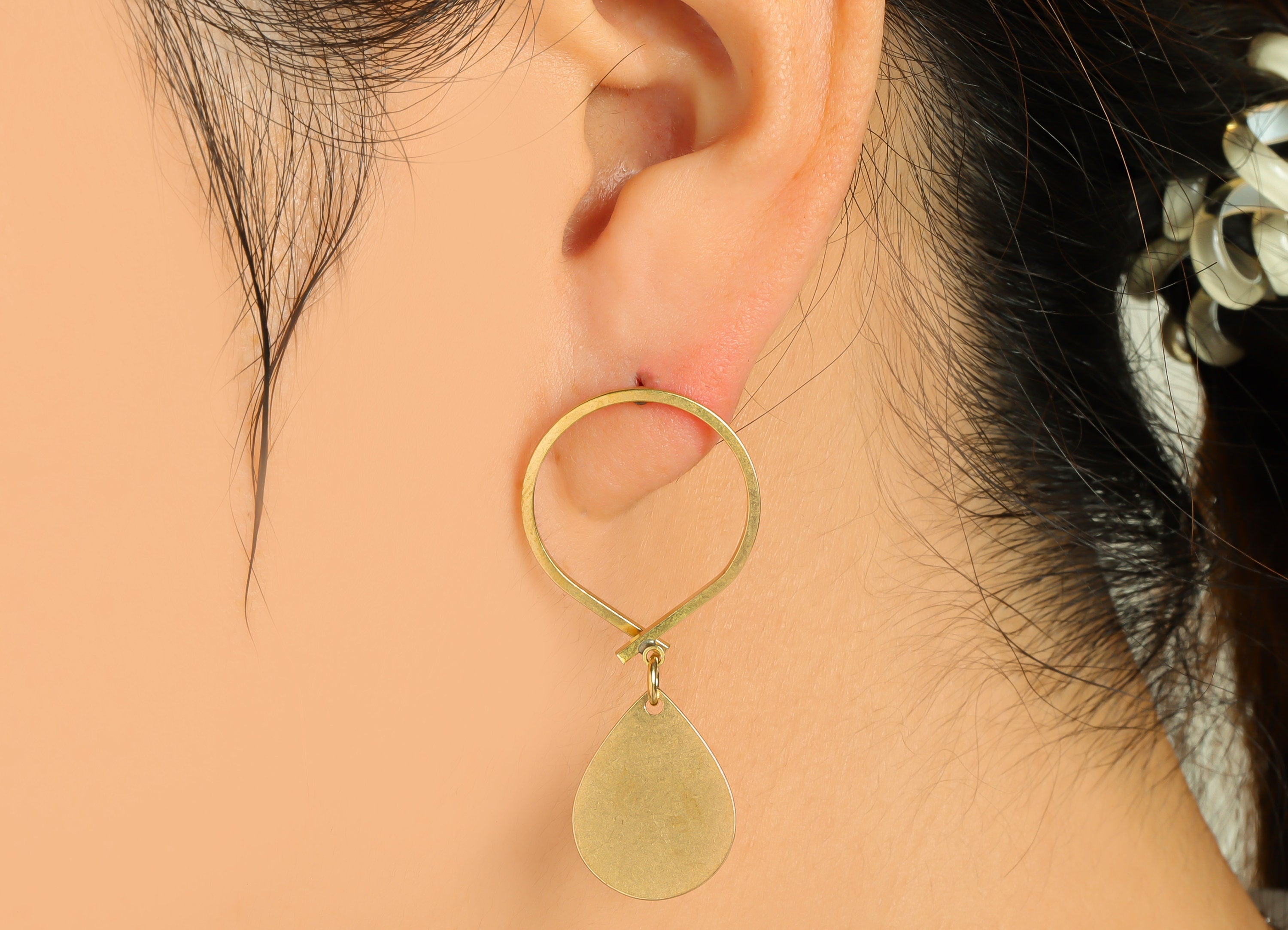 Brass Drop Dangle Earring Post - Raw Brass Ring Knot Wire Earring - Teardrop Hang Earring Post - Knot Earring Post - 44x20.9x1.29mm - PP9136 - DOMEDBAZAAR