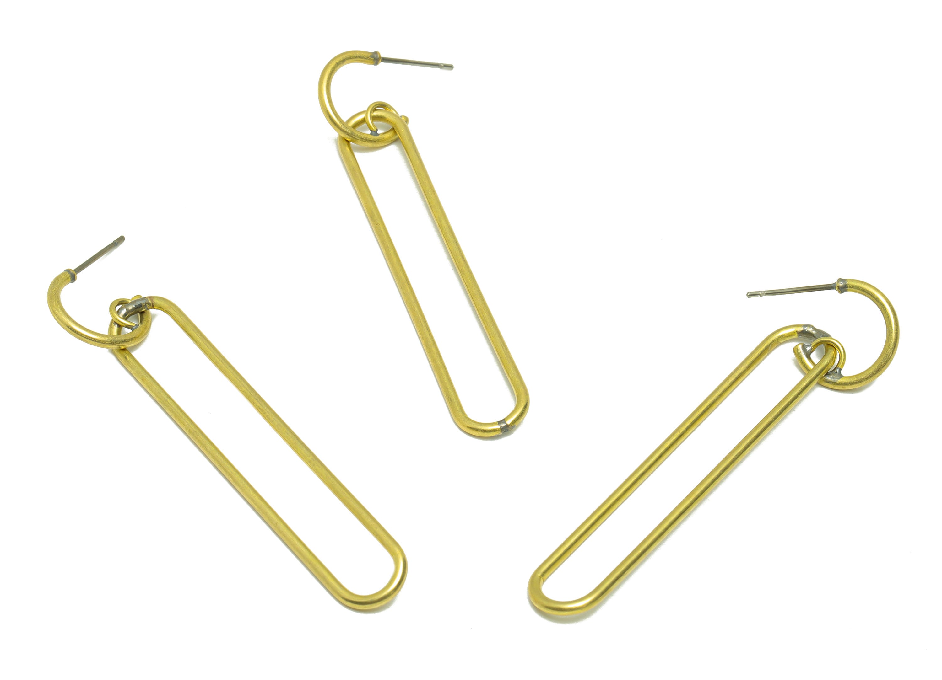 Brass Hoop Dangle Earring Post - Raw Brass Wire Oval Earring Post - Round Earring Post - Geometry Earring Post - 57x8.66x1.51mm - PP9132 - DOMEDBAZAAR