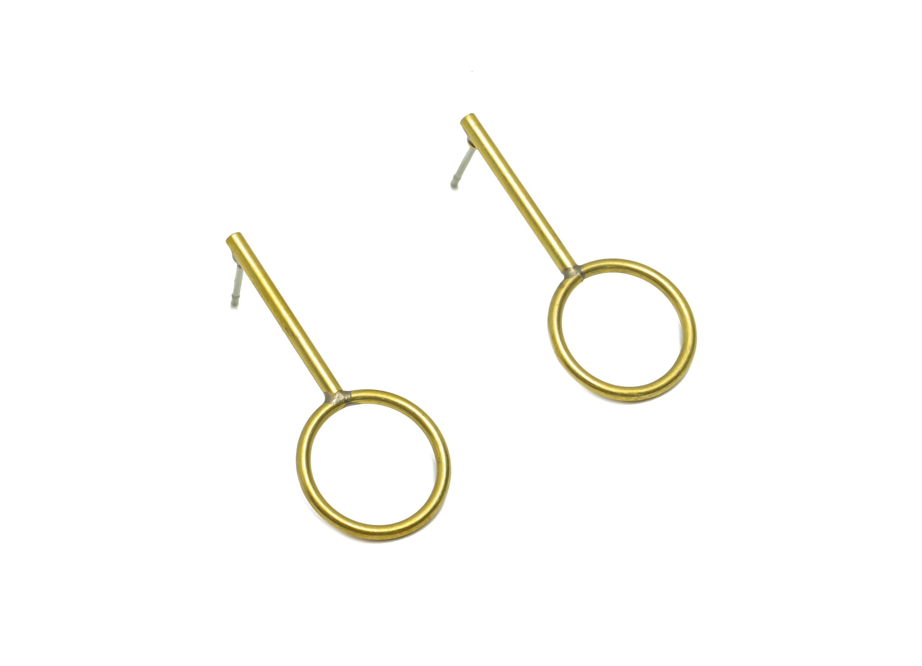 Brass Round Earring Post - Raw Brass Stick Wire Earring Post - Circle Bar Earring Post - Geometry Earring Post - 28x11x1.48mm - PP9129 - DOMEDBAZAAR