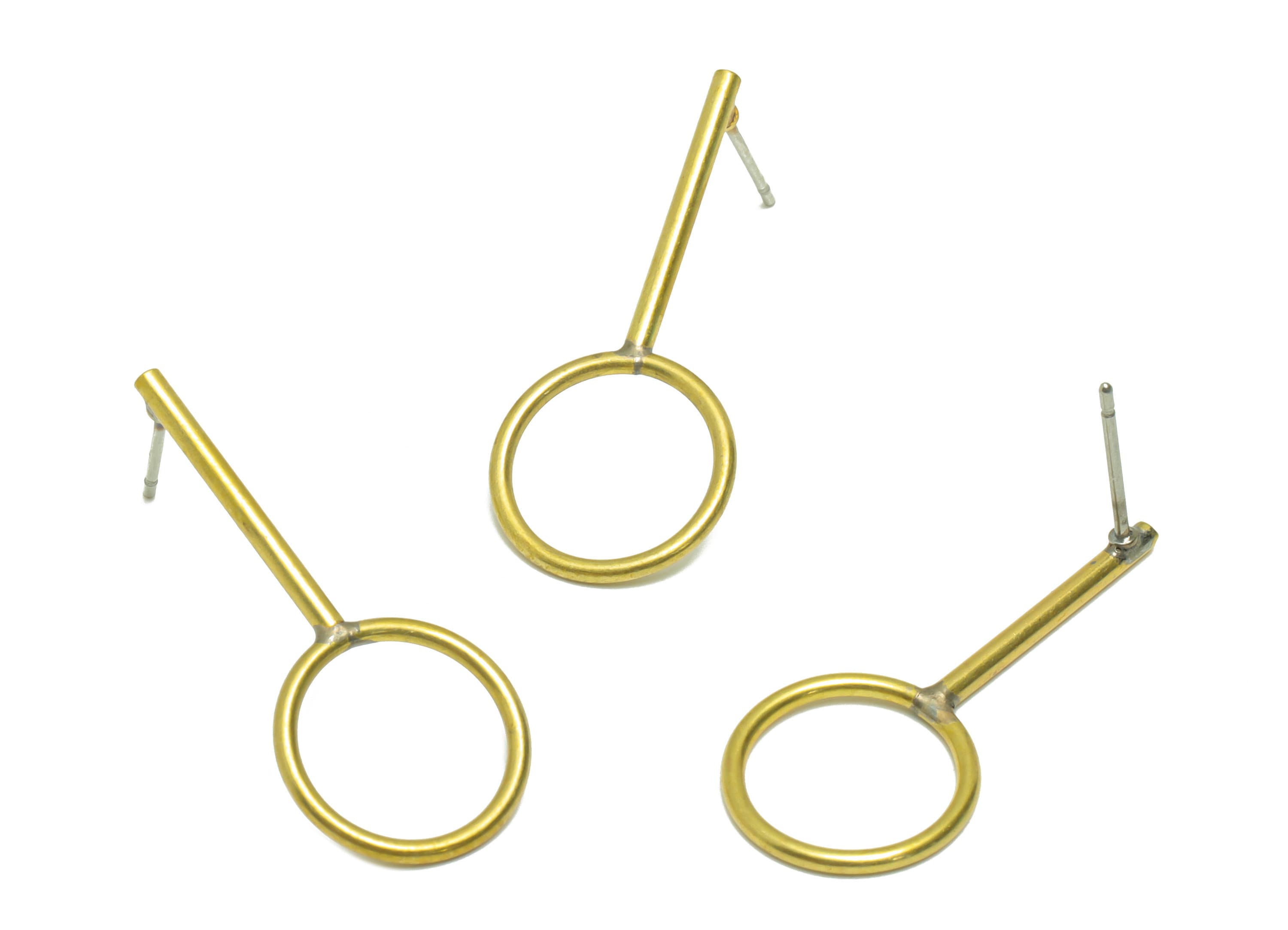 Brass Round Earring Post - Raw Brass Stick Wire Earring Post - Circle Bar Earring Post - Geometry Earring Post - 28x11x1.48mm - PP9129 - DOMEDBAZAAR
