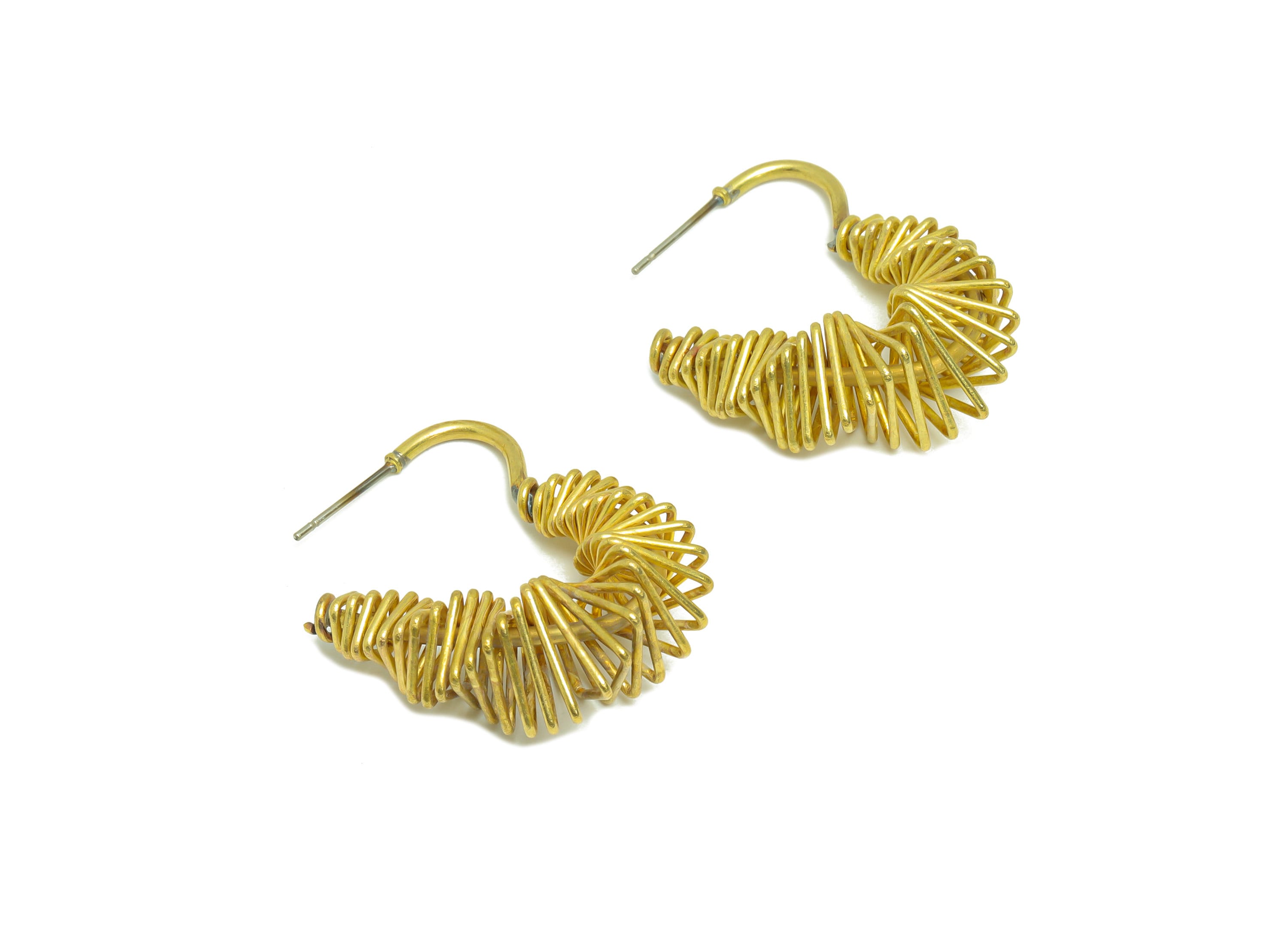 Brass Hoop Wire Earring Post - Raw Brass Heart Open Hoop Earring Post - Twine Hoop Earring Post - Brass C Hoop Earring - 32x10x1mm - PP9128 - DOMEDBAZAAR