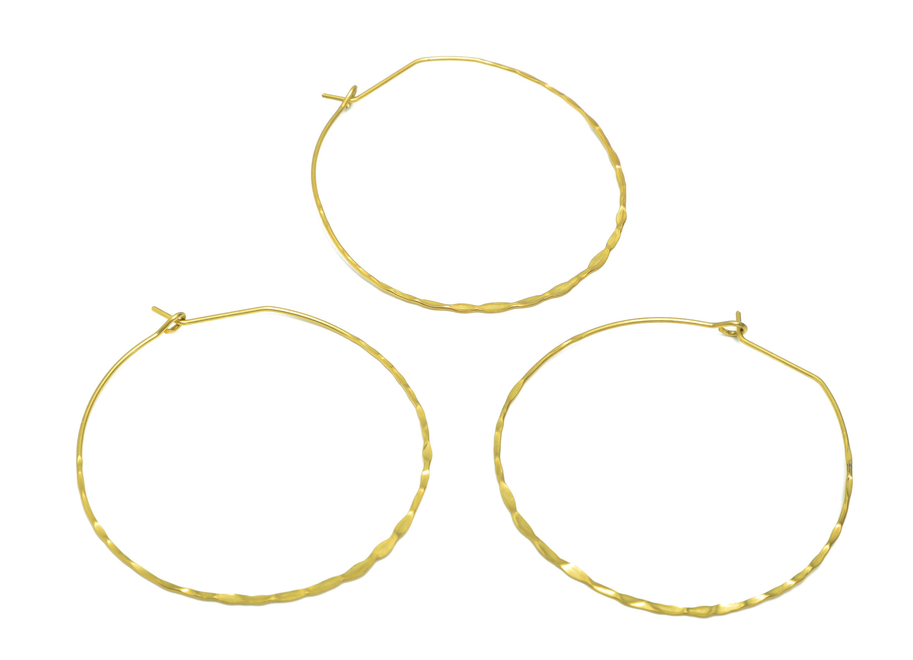 Hammered Round Wire Hoop Earring - Brass Hammered Circle Wire Lock Earring - Geometry Wire Hoop Lock Earring Charm - 50.56x49x0.78mm-PP9049 - DOMEDBAZAAR