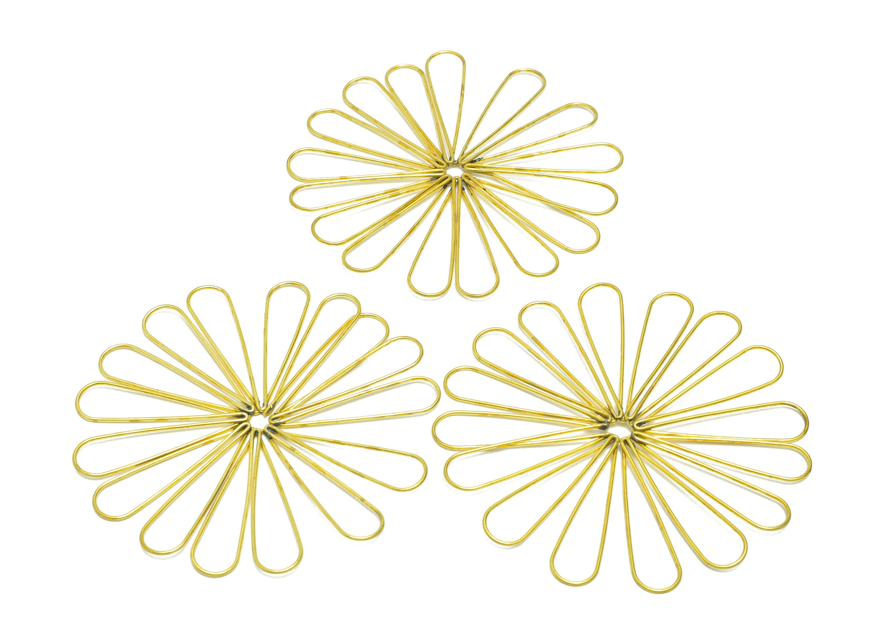 Brass Flower Wire Earring Charm - Brass Daisy Wire Earring Charm - Brass Botanical Earring Charm - Drop Earring Charm - 69x69x1mm-PP9069 - DOMEDBAZAAR