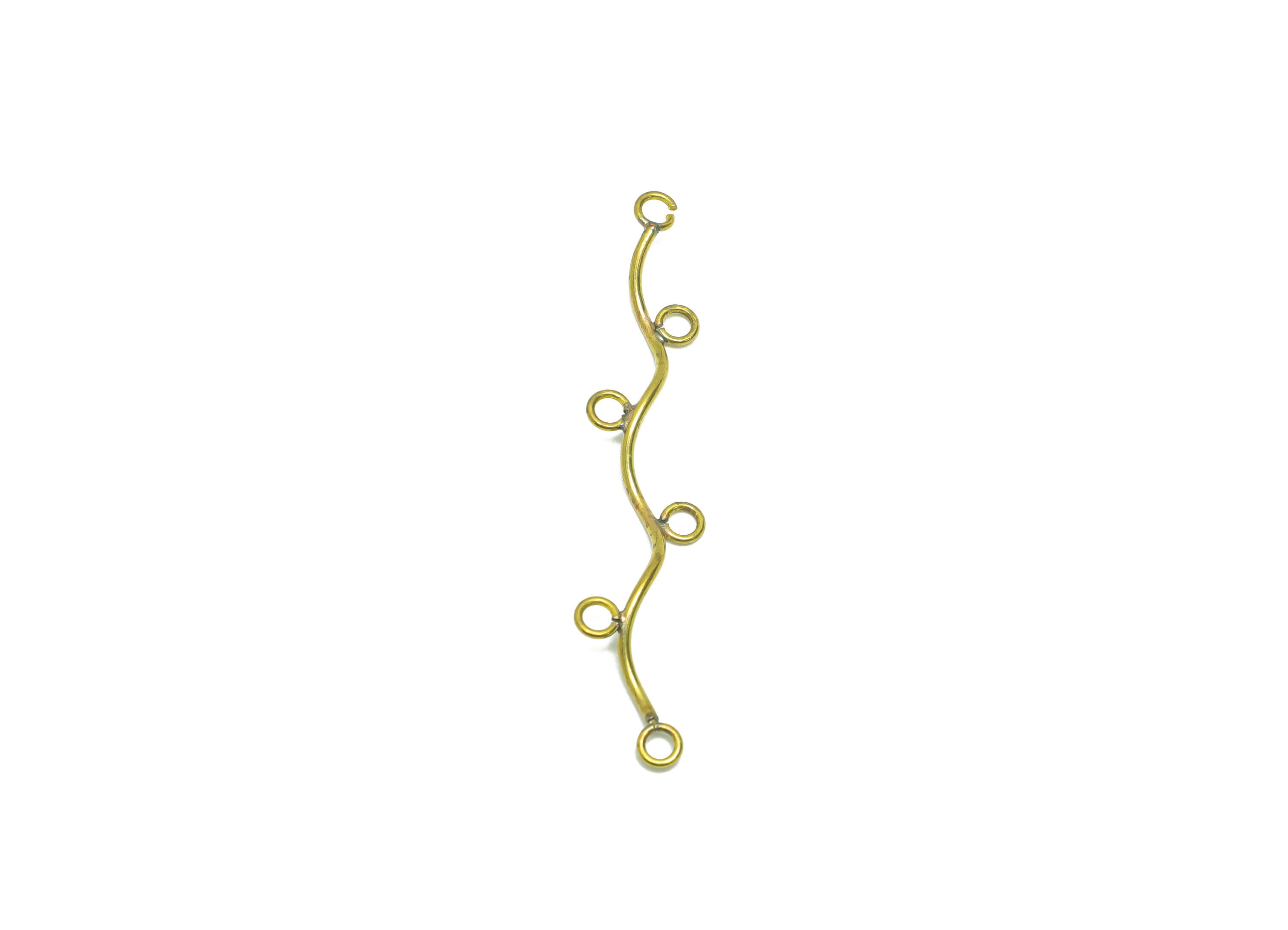 Brass Wire Connector - Brass Wavy Wire Earring Charm - Brass Wavy Wire Earring Charm with Loop - Earring Finding - 55.94x11.16x4.2mm -PP9014 - DOMEDBAZAAR