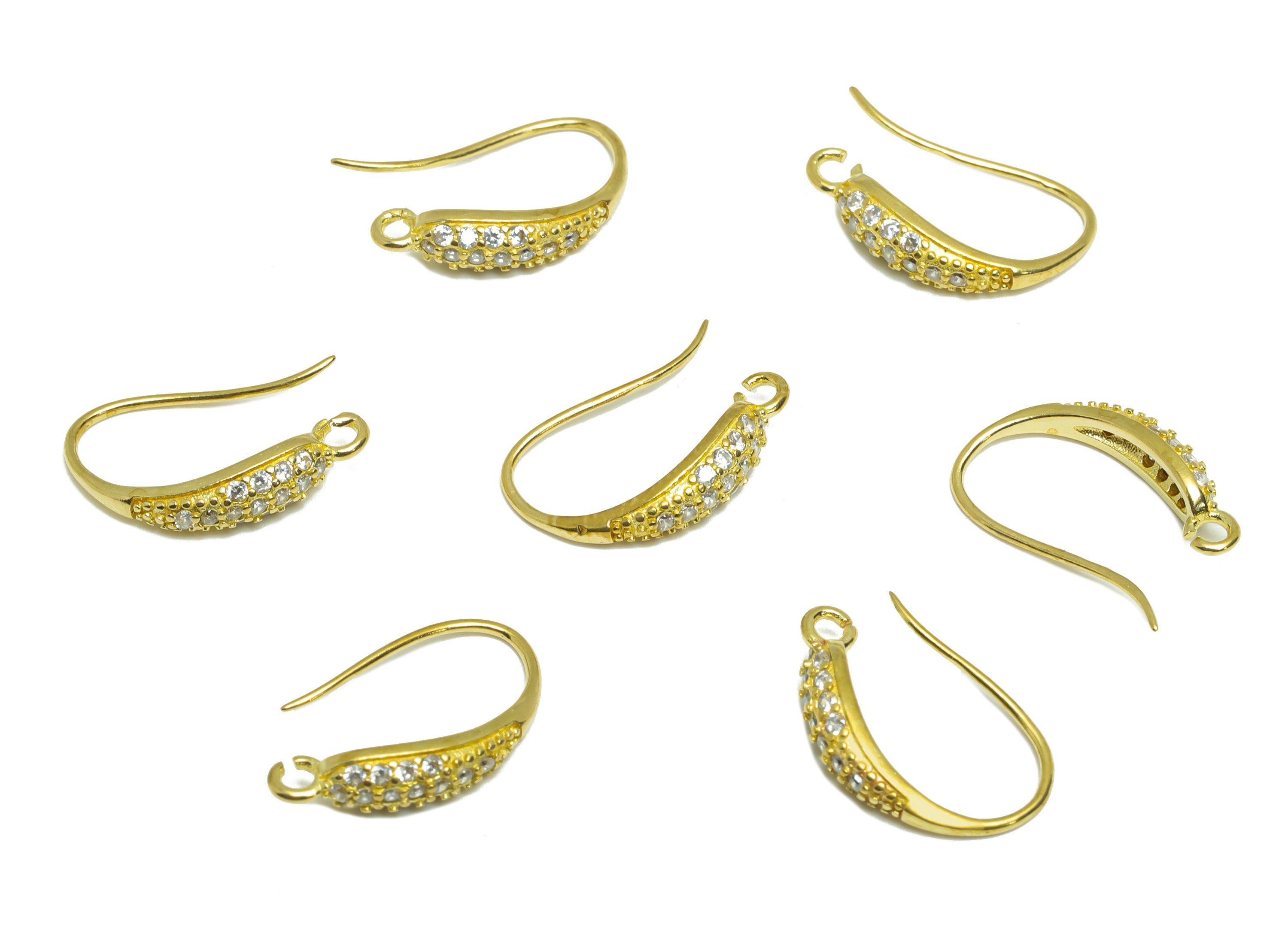 Brass Drop Hook Wire Earring - Raw Brass Zircon Wire Hook Earring - Brass Ear Wire Earring - Teardrop Hook Wire Earring - 16x3x10mm - PP8992 - DOMEDBAZAAR