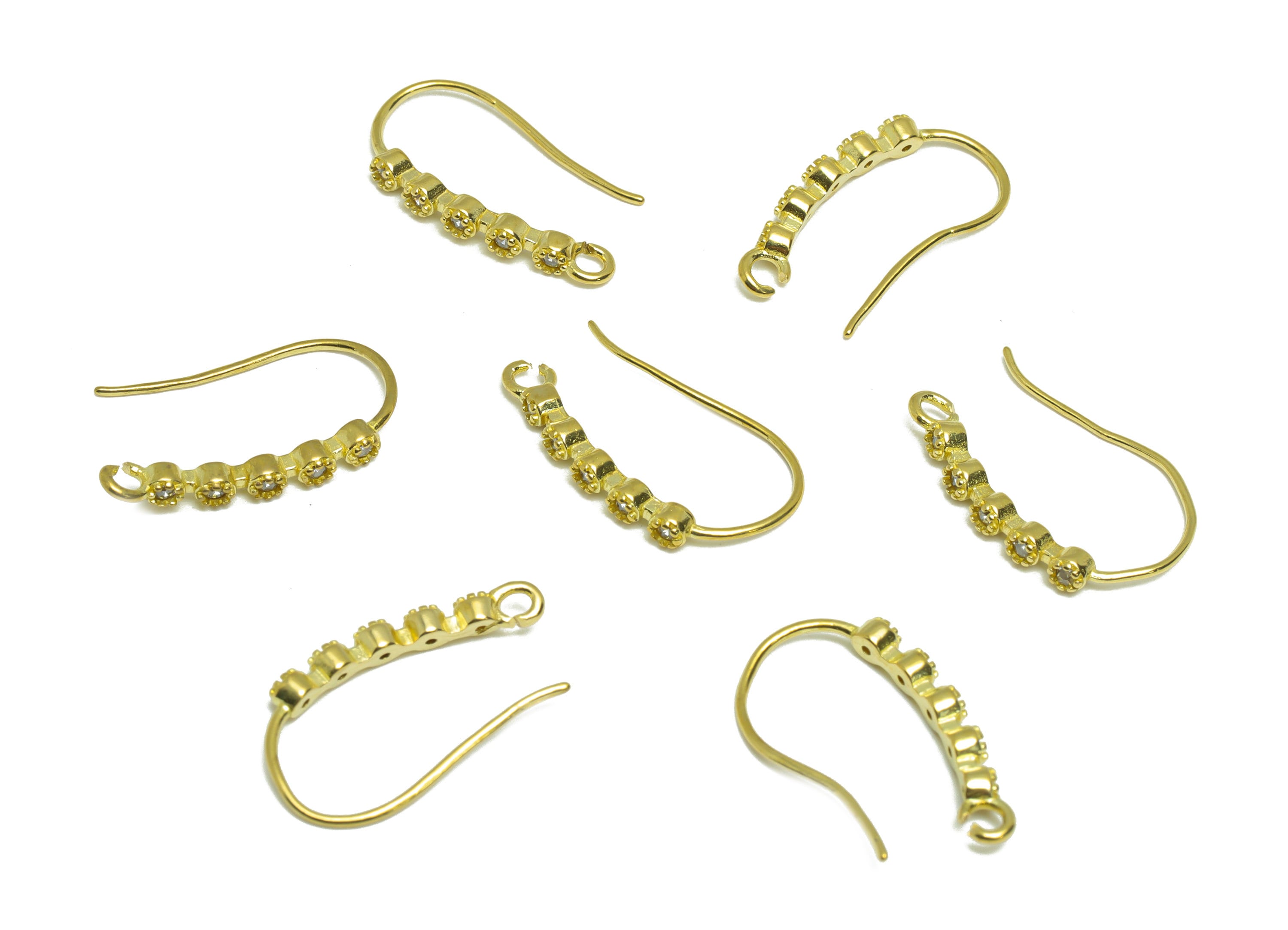 Brass Beads Hook Wire Earring - Raw Brass Zircon Wire Hook Earring - Brass Ear Wire Earring - Round Hook Wire Earring - 19x10.9x2mm - PP8994 - DOMEDBAZAAR