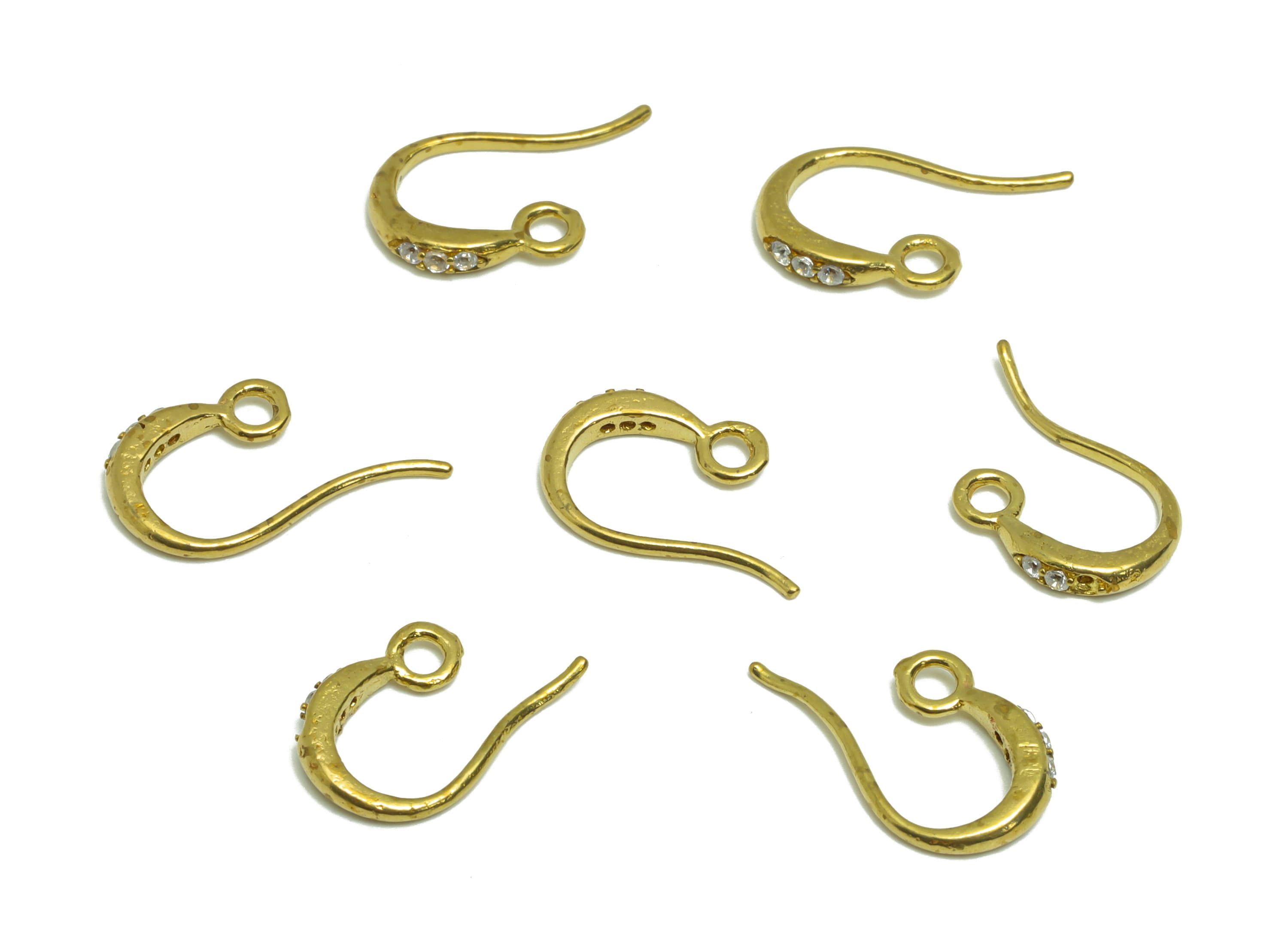 Brass Drop Hook Wire Earring - Raw Brass Zircon Wire Hook Earring - Ear Wire Earring With Loop- Teardrop Hook Wire Earring - 15x9x2mm-PP8993 - DOMEDBAZAAR