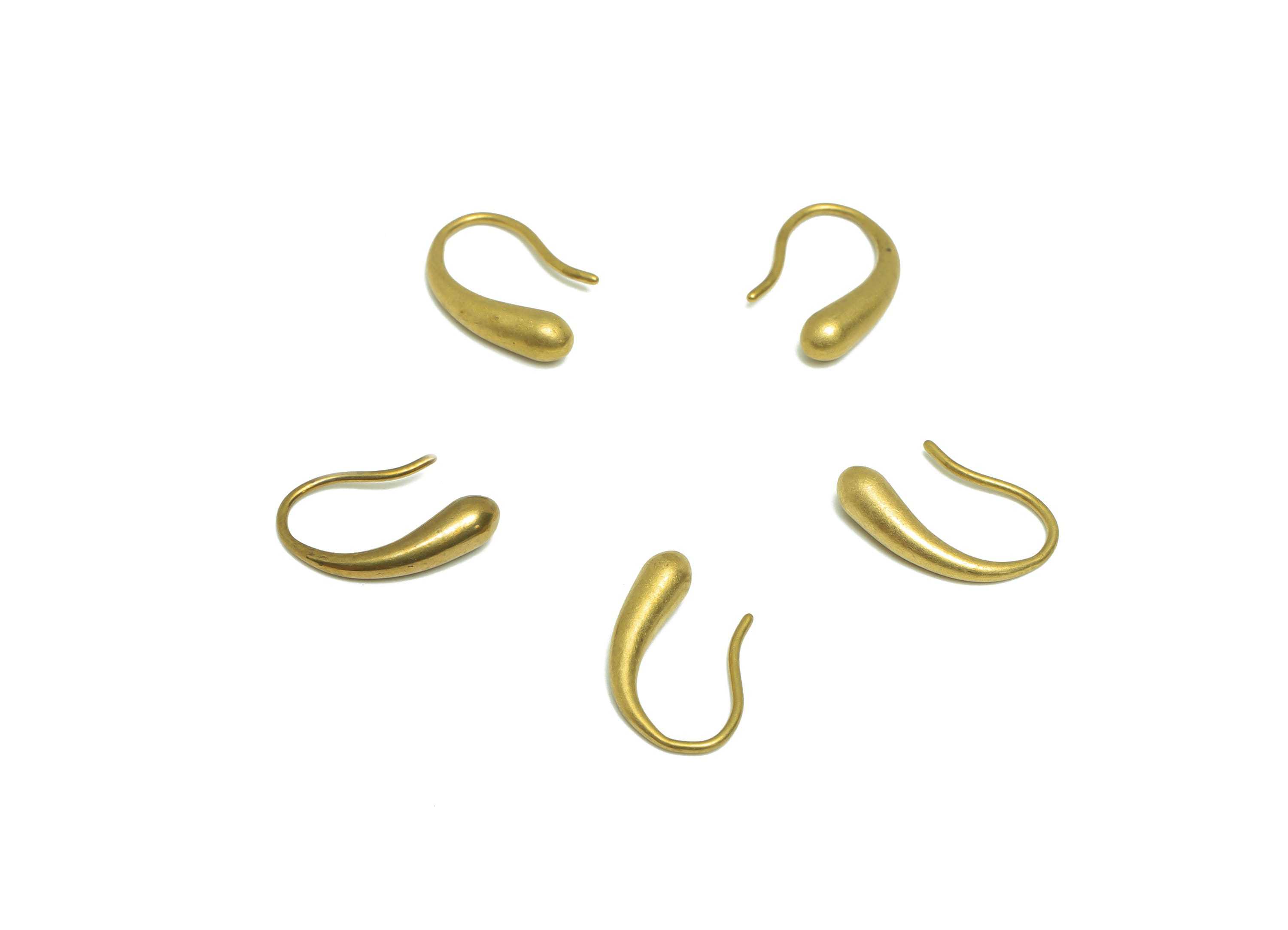 Brass Drop Hook Wire Earring - Raw Brass Teardrop Wire Hook Earring - Brass Ear Wire Earring - Hook Wire Earring - 14.82x9.17x1.6mm - PP9451 - DOMEDBAZAAR