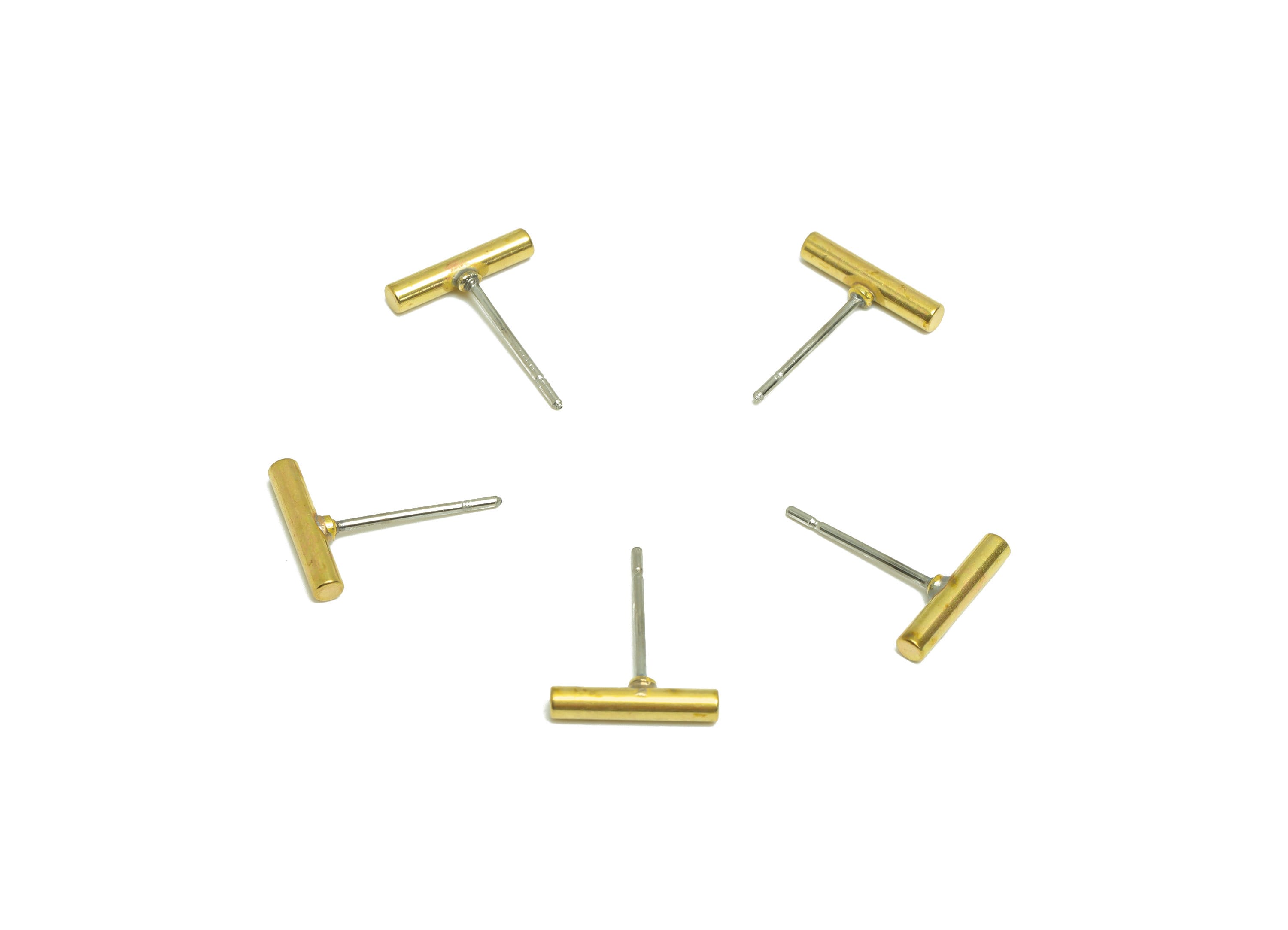 Brass Stick Wire Earring Post - Raw Brass Bar Earring Post - Brass Geometry Earring Post - Brass Wire Earring Post - 9.8x1.8x1.81mm - PP9447 - DOMEDBAZAAR