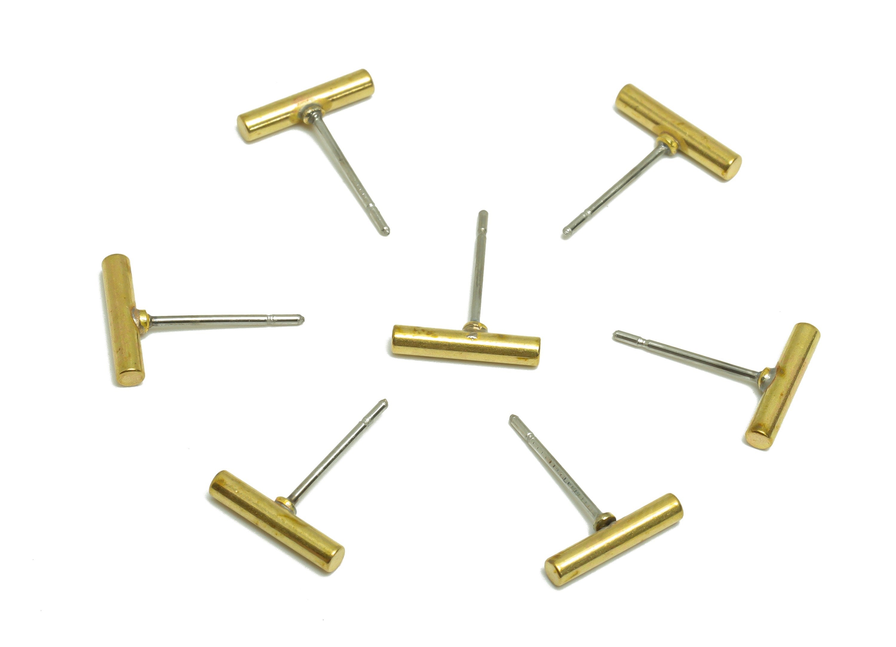 Brass Stick Wire Earring Post - Raw Brass Bar Earring Post - Brass Geometry Earring Post - Brass Wire Earring Post - 9.8x1.8x1.81mm - PP9447 - DOMEDBAZAAR