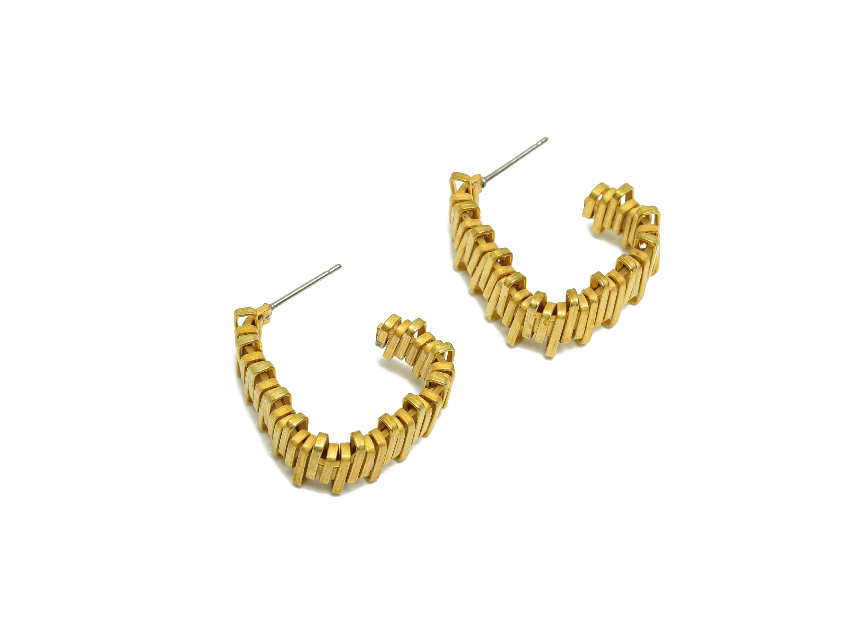 Brass Hoop Wire Earring - Raw Brass Triangle Hoop Earring - Brass Twine Wire Hoop Earring - Brass Open Hoop Earring - 26x22x2.92mm - PP9465 - DOMEDBAZAAR