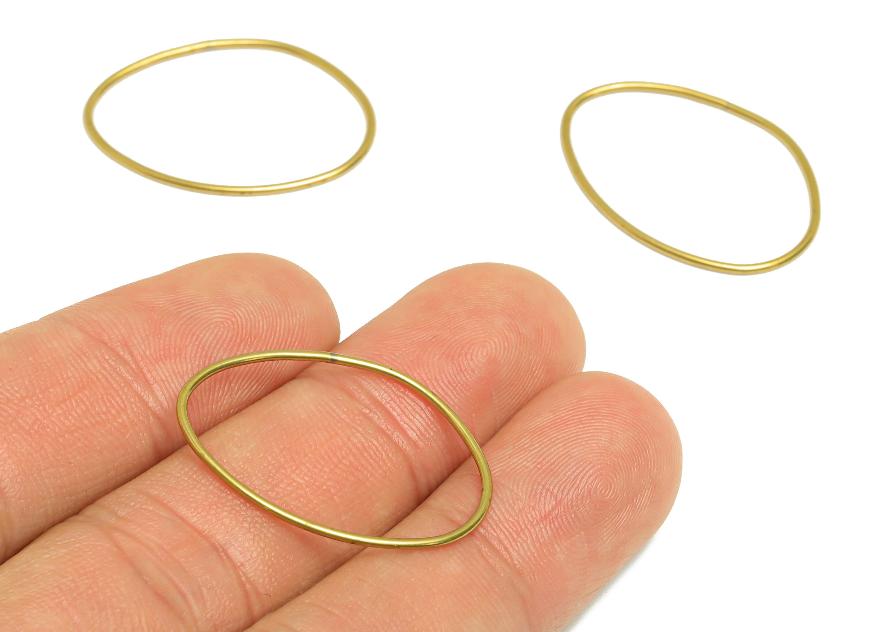Brass Oval Wire Earring Charm - Raw Brass Ring Earring Charm - Geometry Oval Earring Charm - Wire Connector - 28.56x20.48x0.76mm - PP9458 - DOMEDBAZAAR