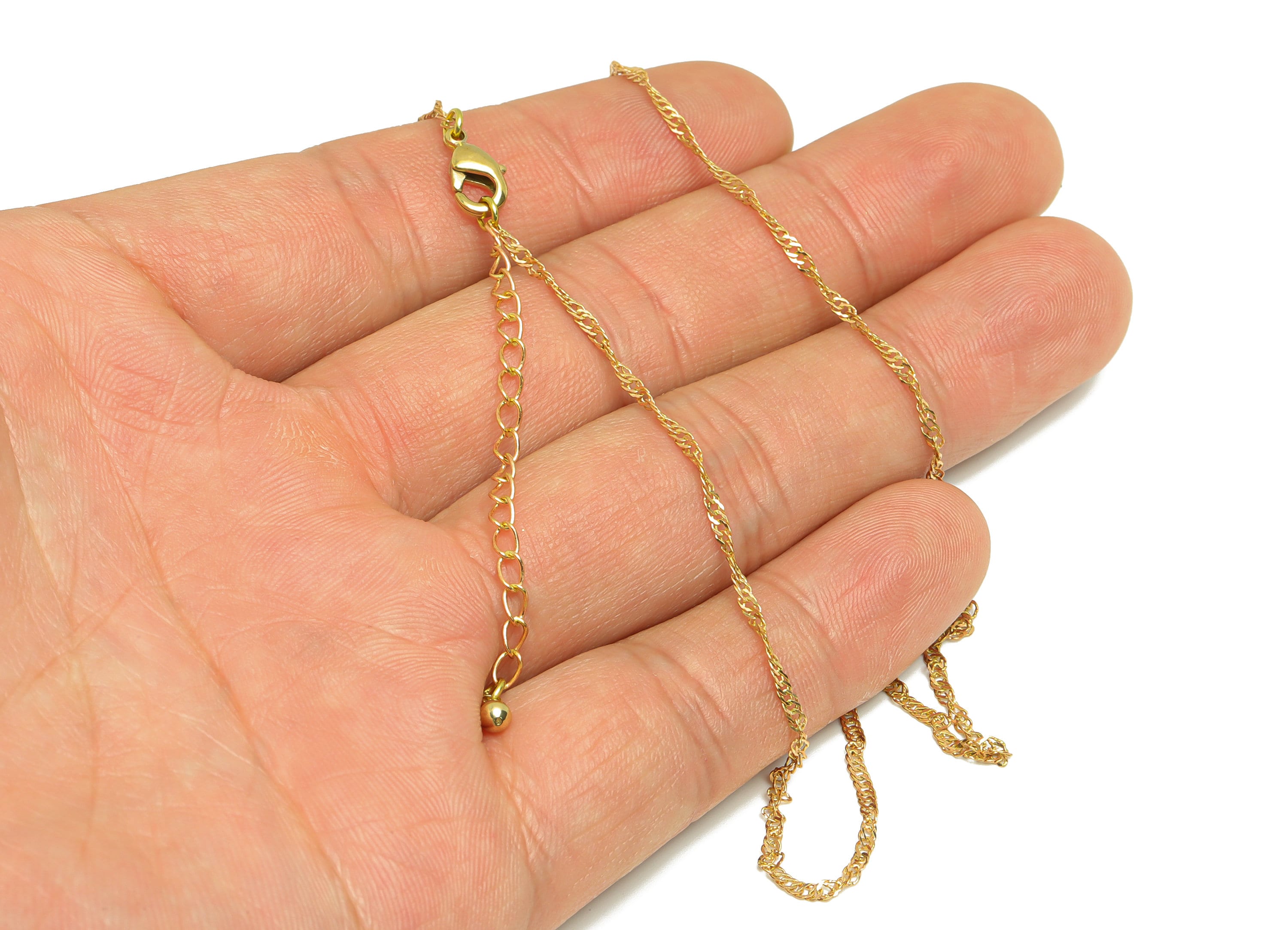 1.7mm Finished Twisted Chain - Brass 42.5+6cm Water Wave Chain - Raw Brass Chain Necklace - Brass Twisted Necklace - CC1262 - DOMEDBAZAAR