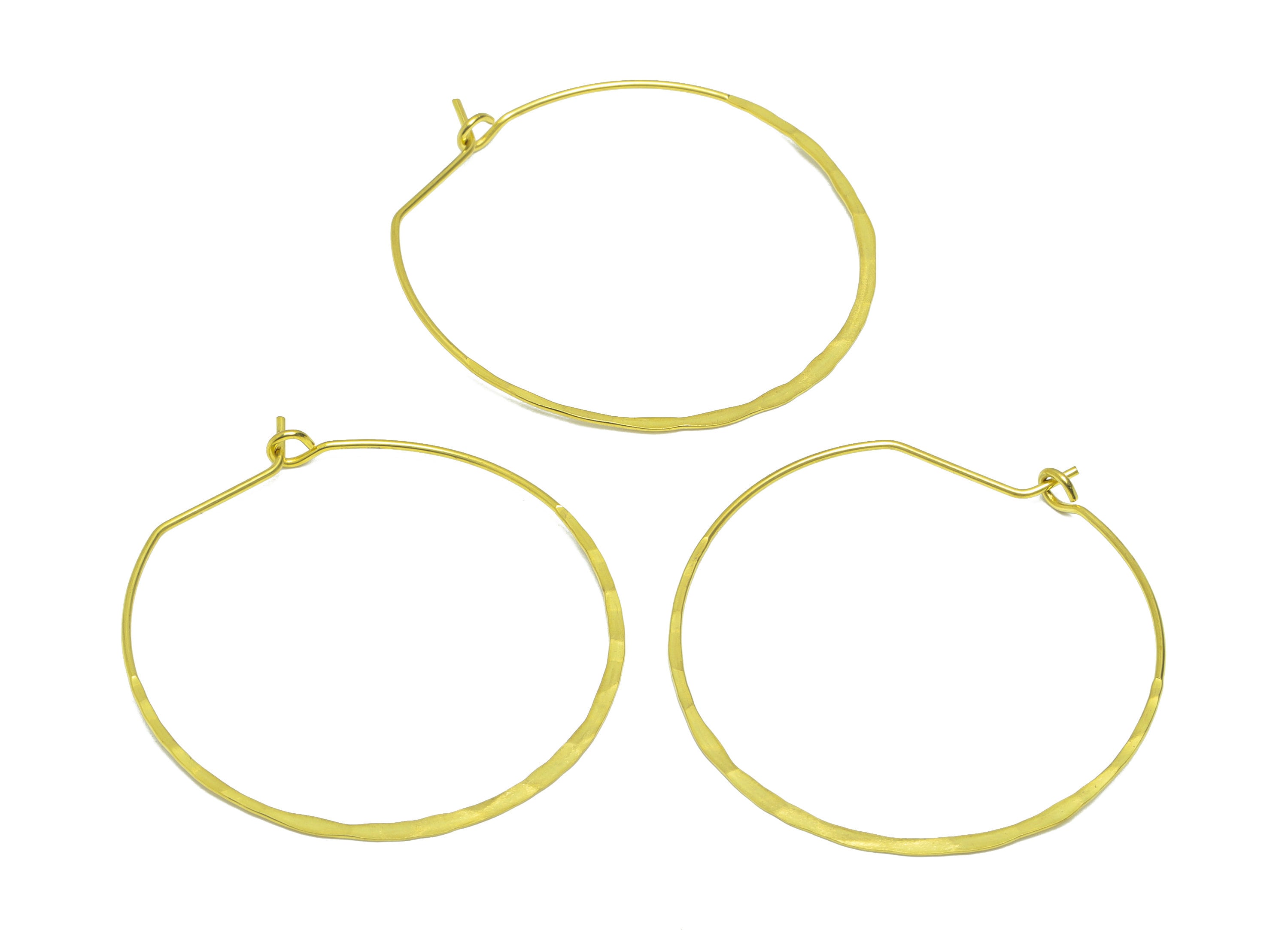 Hammered Hinged Back Hoop Earring - Brass Round Clasp Hoop Earring - Clasp Hoop Earring - Hinged Back Earring Charm - 41x39x1mm- PP9065 - DOMEDBAZAAR