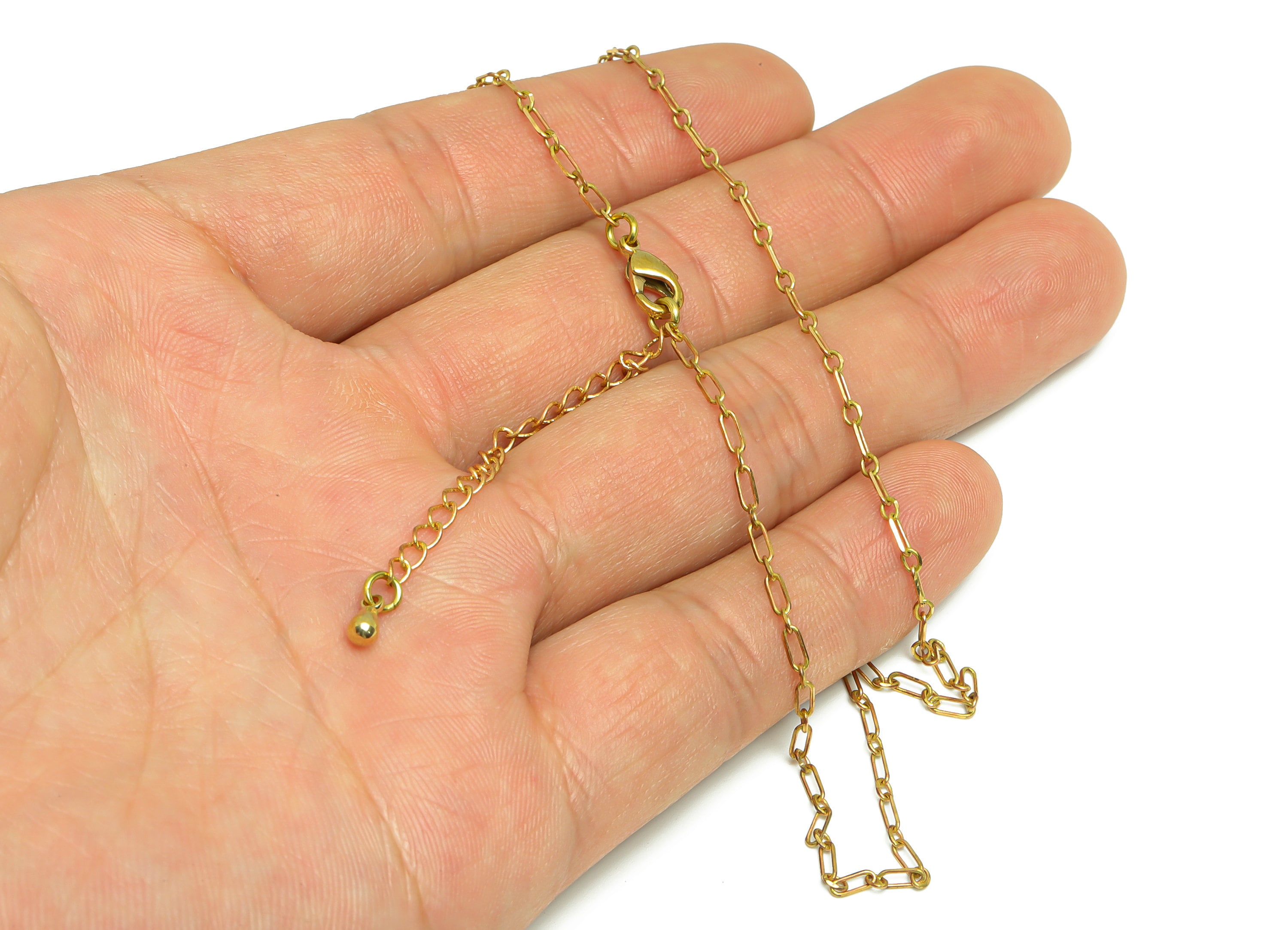 4.5mm Finished Cable Chain - 42+6CM Faceted Cable Chain - Raw Brass Chain Finished Cable - Finished Cable Chain Necklace - CC1269 - DOMEDBAZAAR
